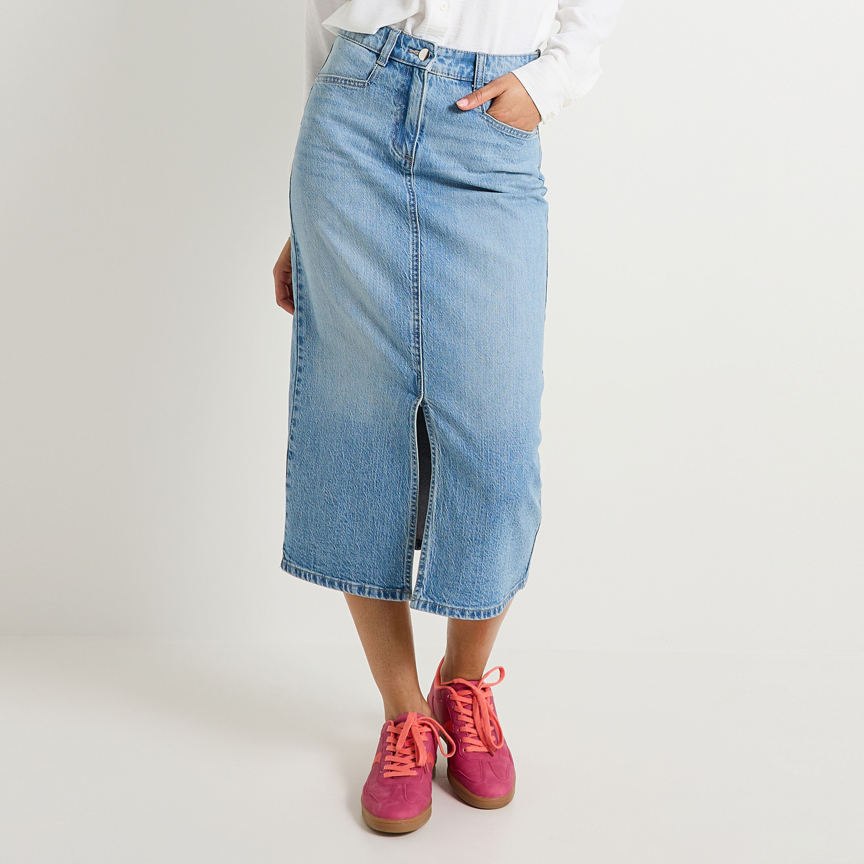 Jupe longue en denim femme