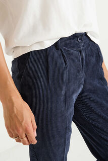 Pantalon tall en velours à revers femme