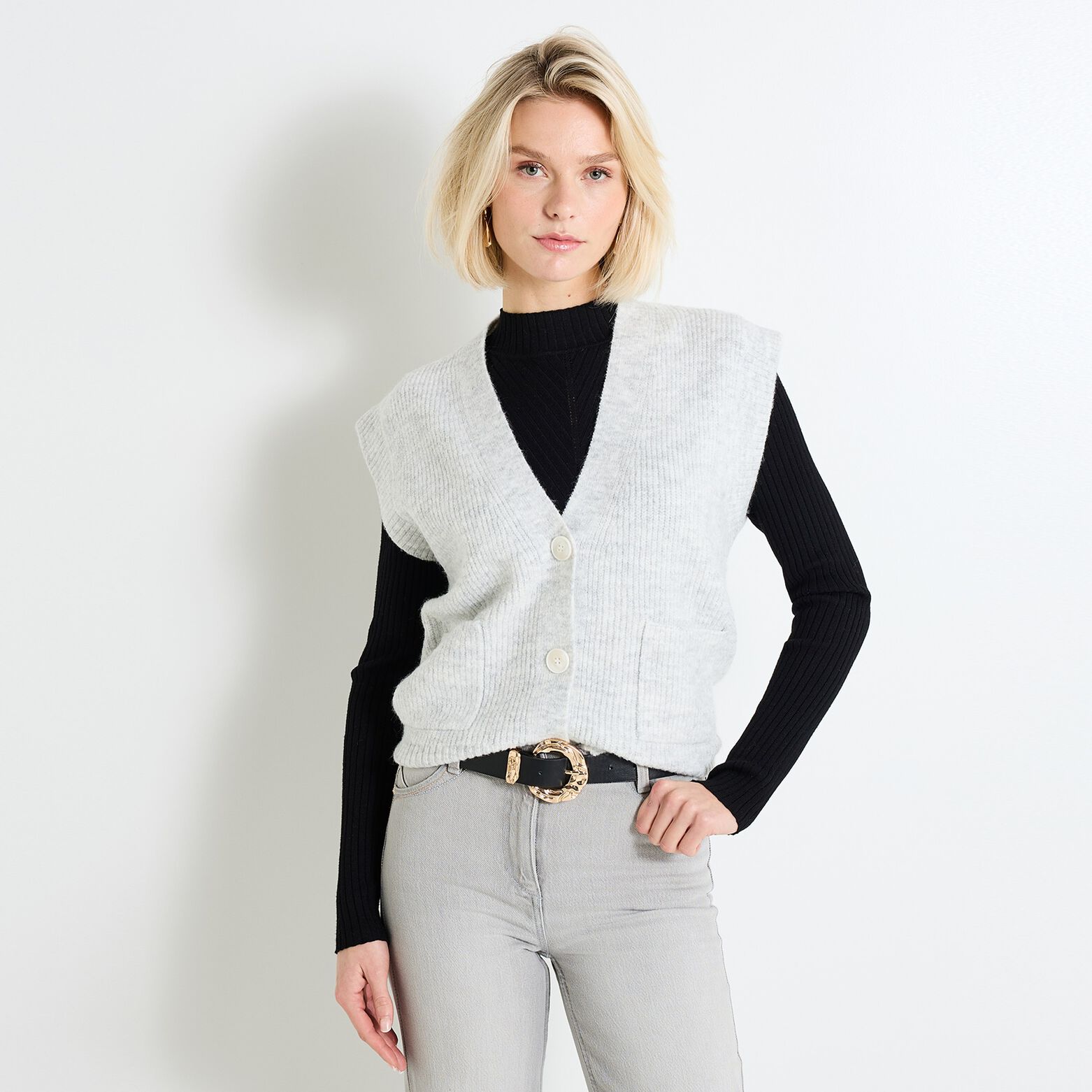 Gilet col V femme