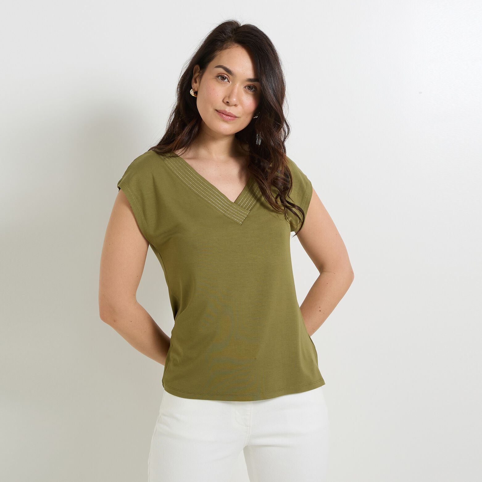 T-shirt col V femme