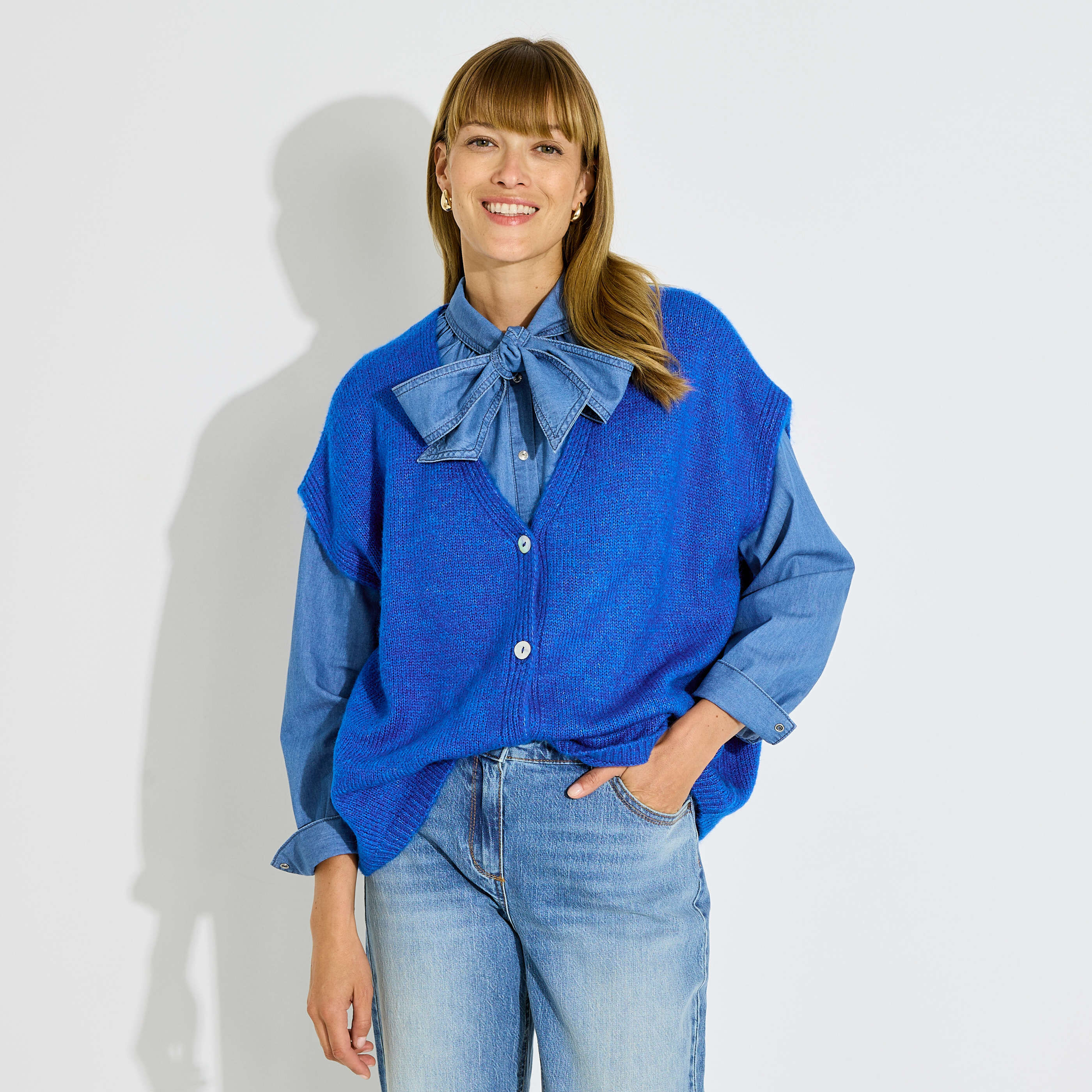 Gilet col V femme