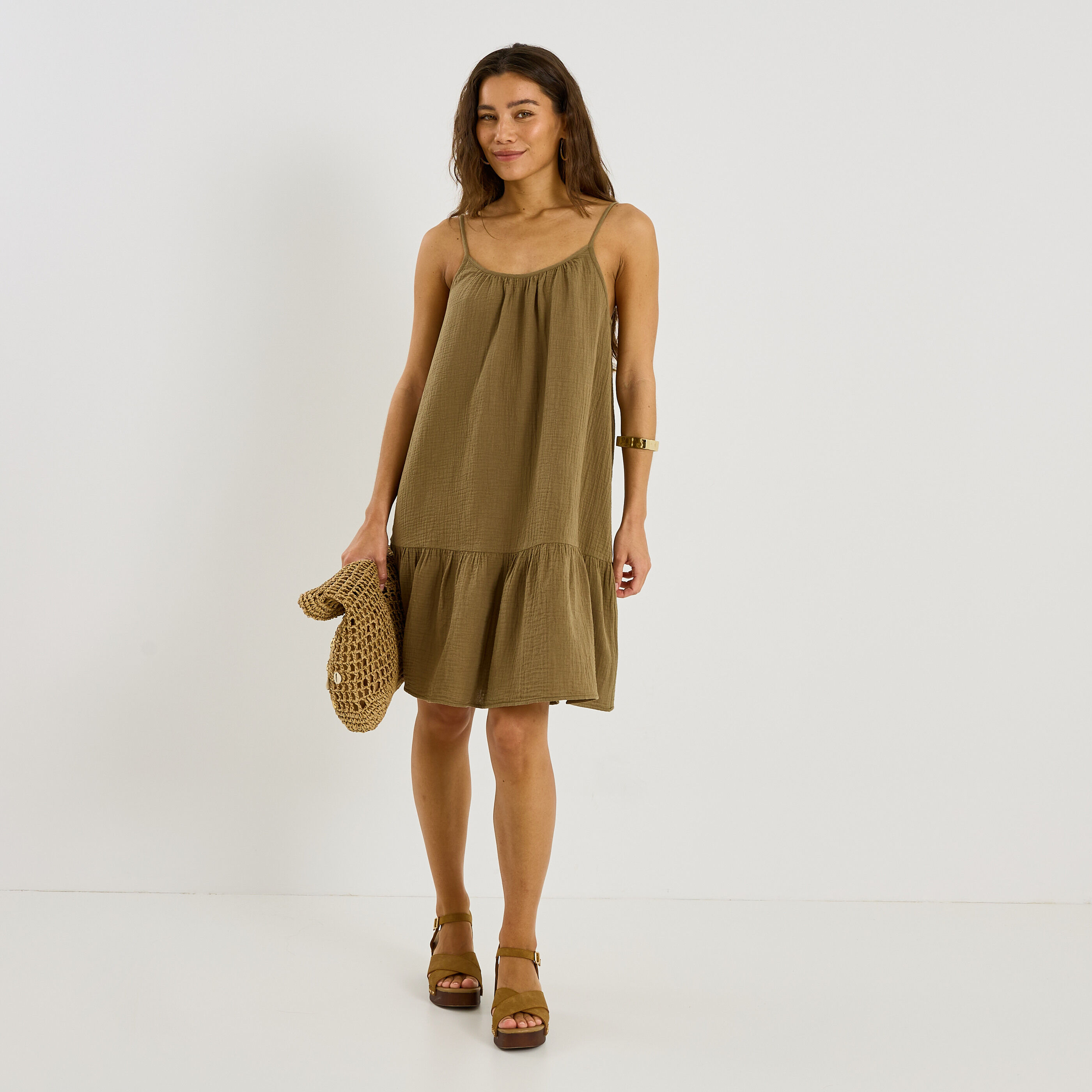 Robe courte en gaze de coton