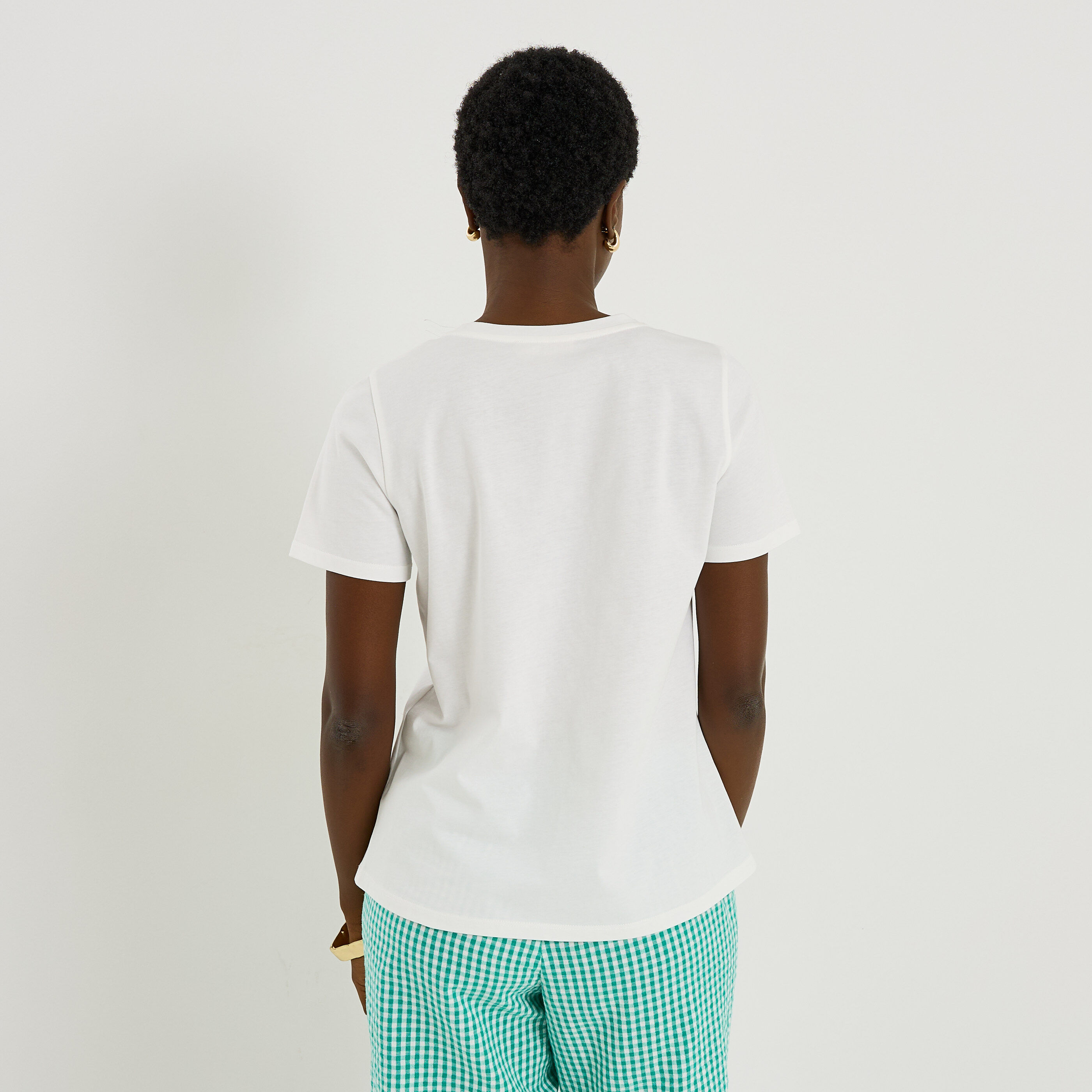 T-shirt col rond imprim&eacute; citron femme