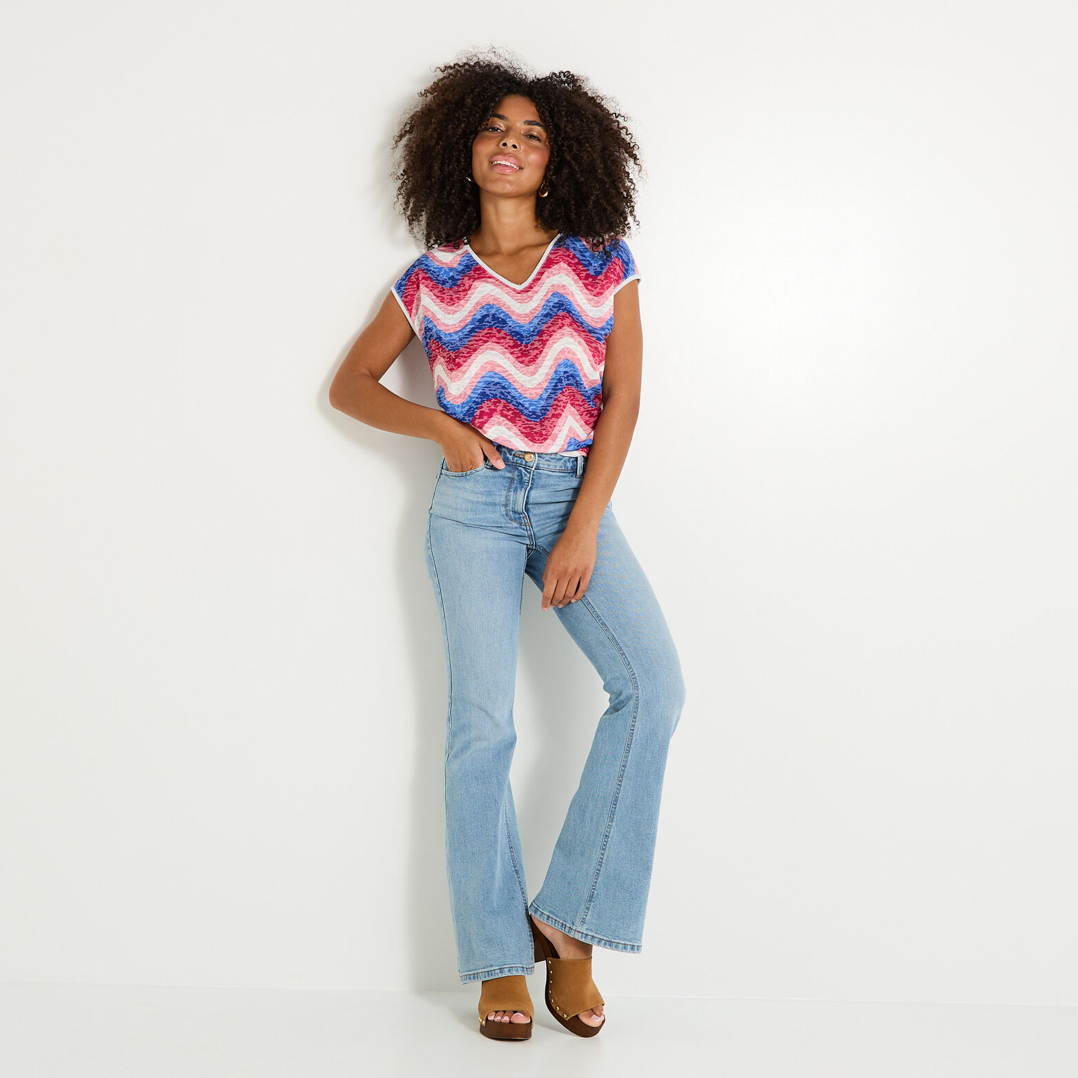 T-shirt col V femme
