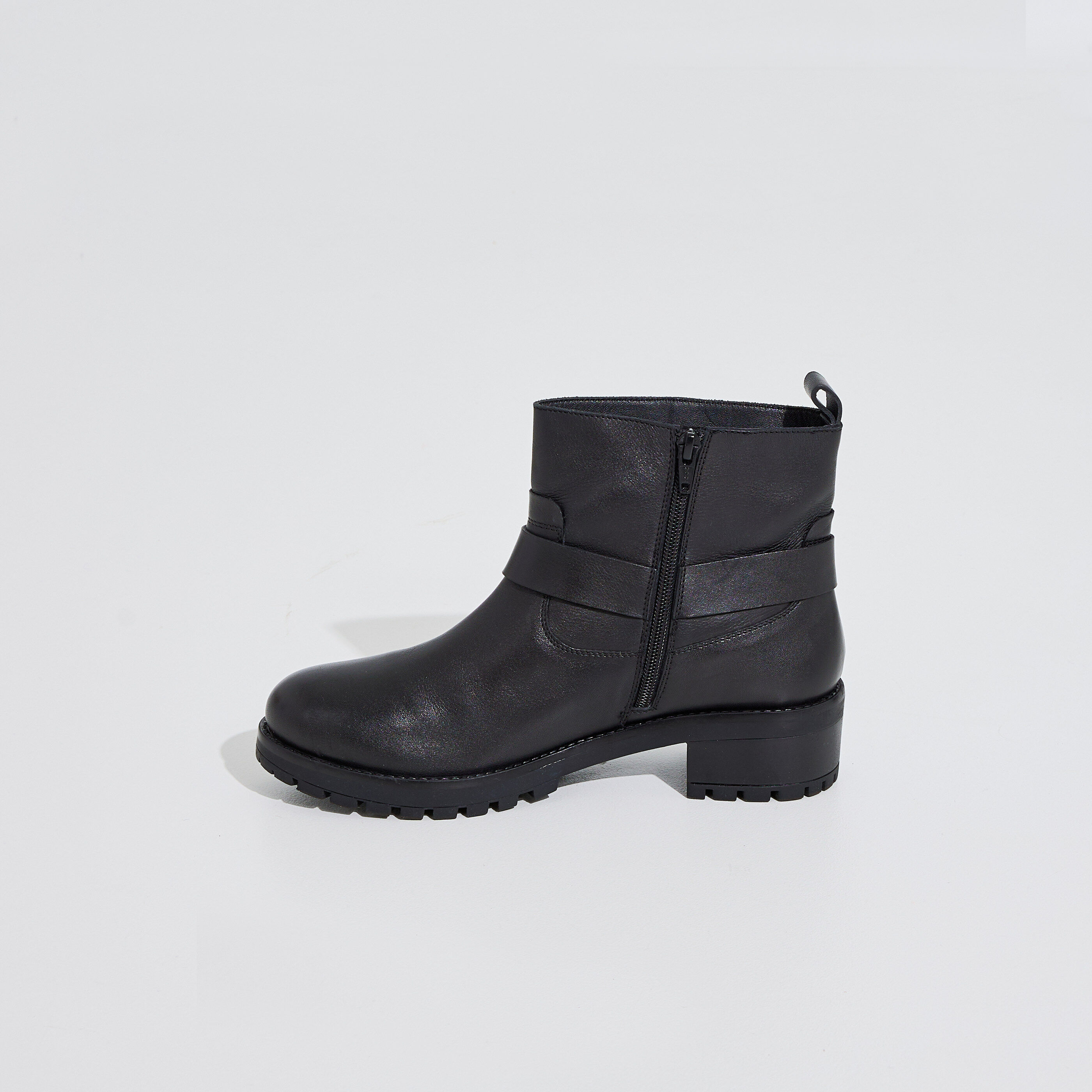 Bottines zipp&eacute;es &agrave; boucle femme