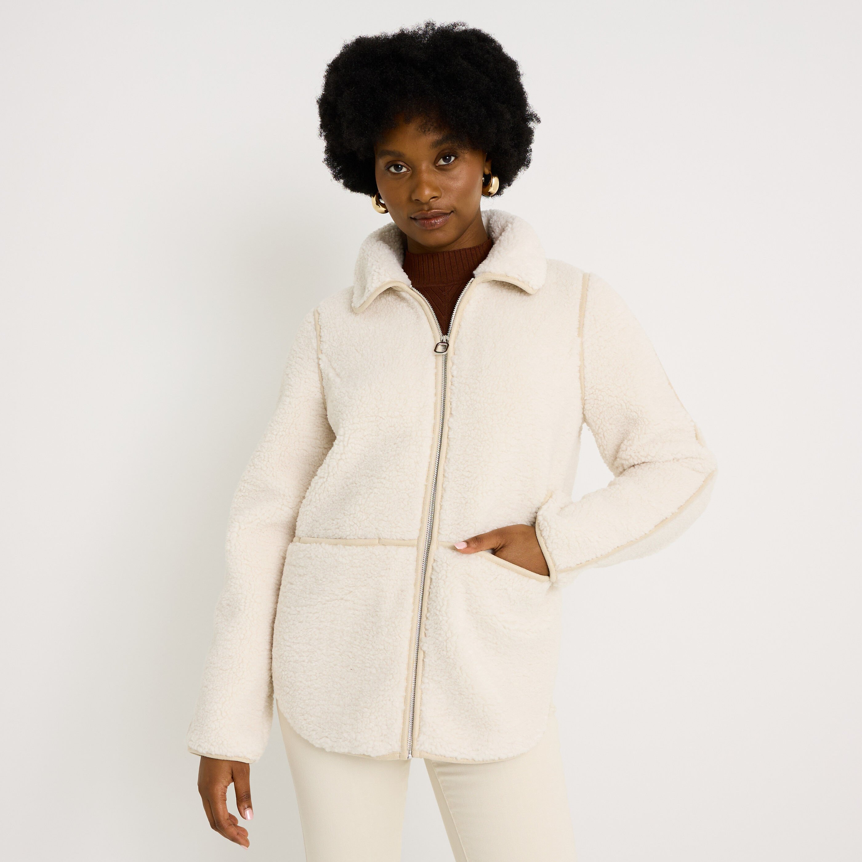 Manteau court bouclette femme