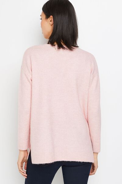 Pull long col V femme