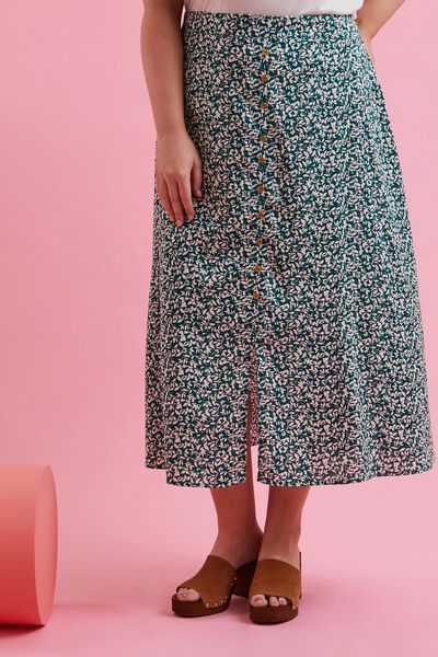 Jupe mi-longue boutonnée femme