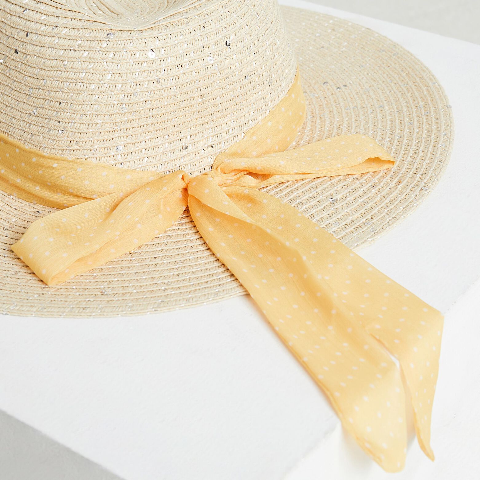 Chapeau paille pailletée femme