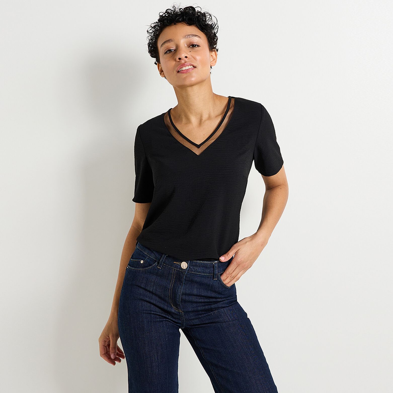 Blouse col V femme