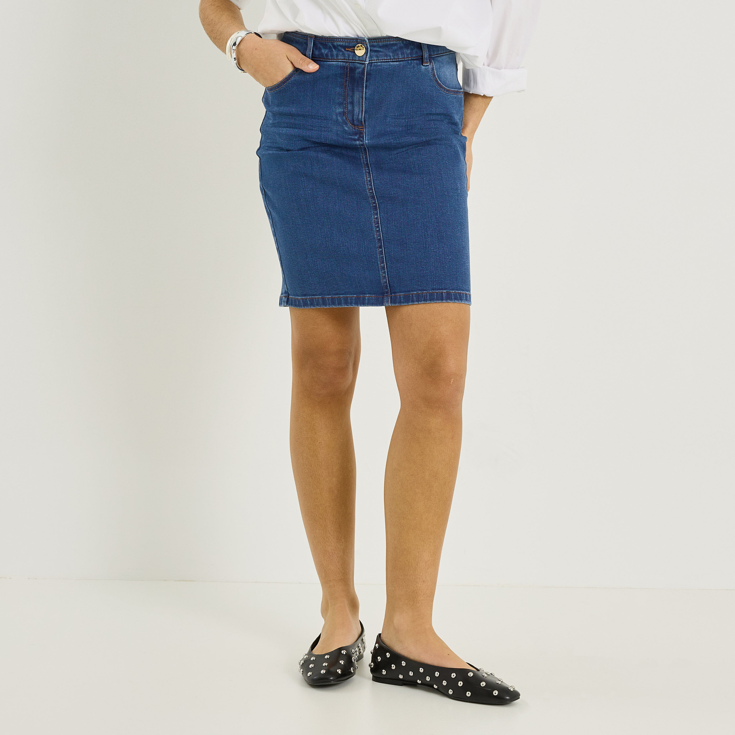 Jupe droite en denim 