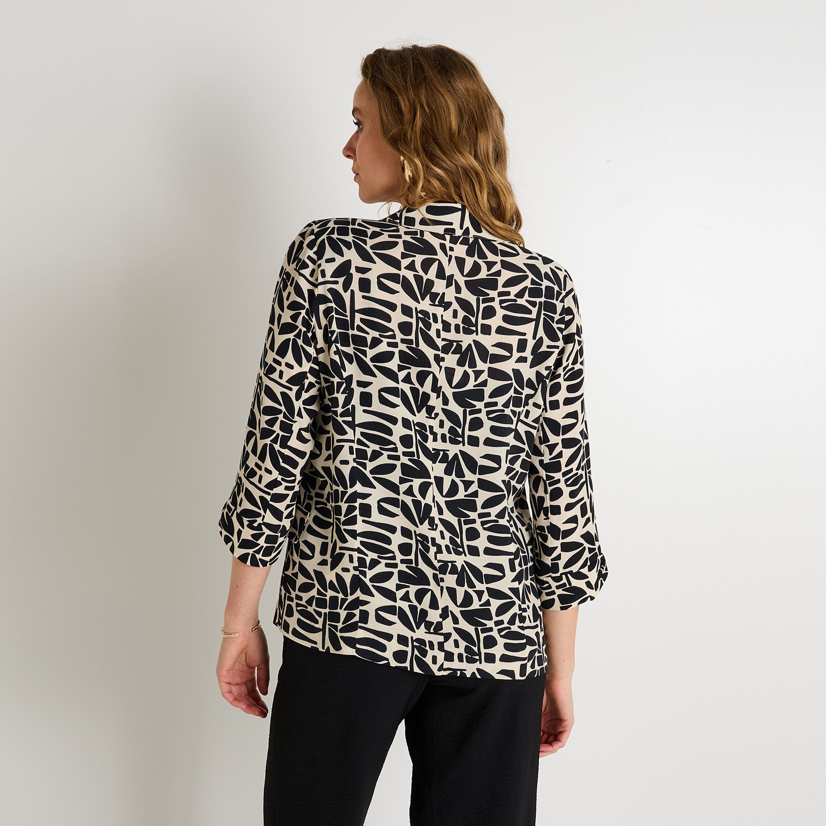 Blazer imprim&eacute; feuillage femme