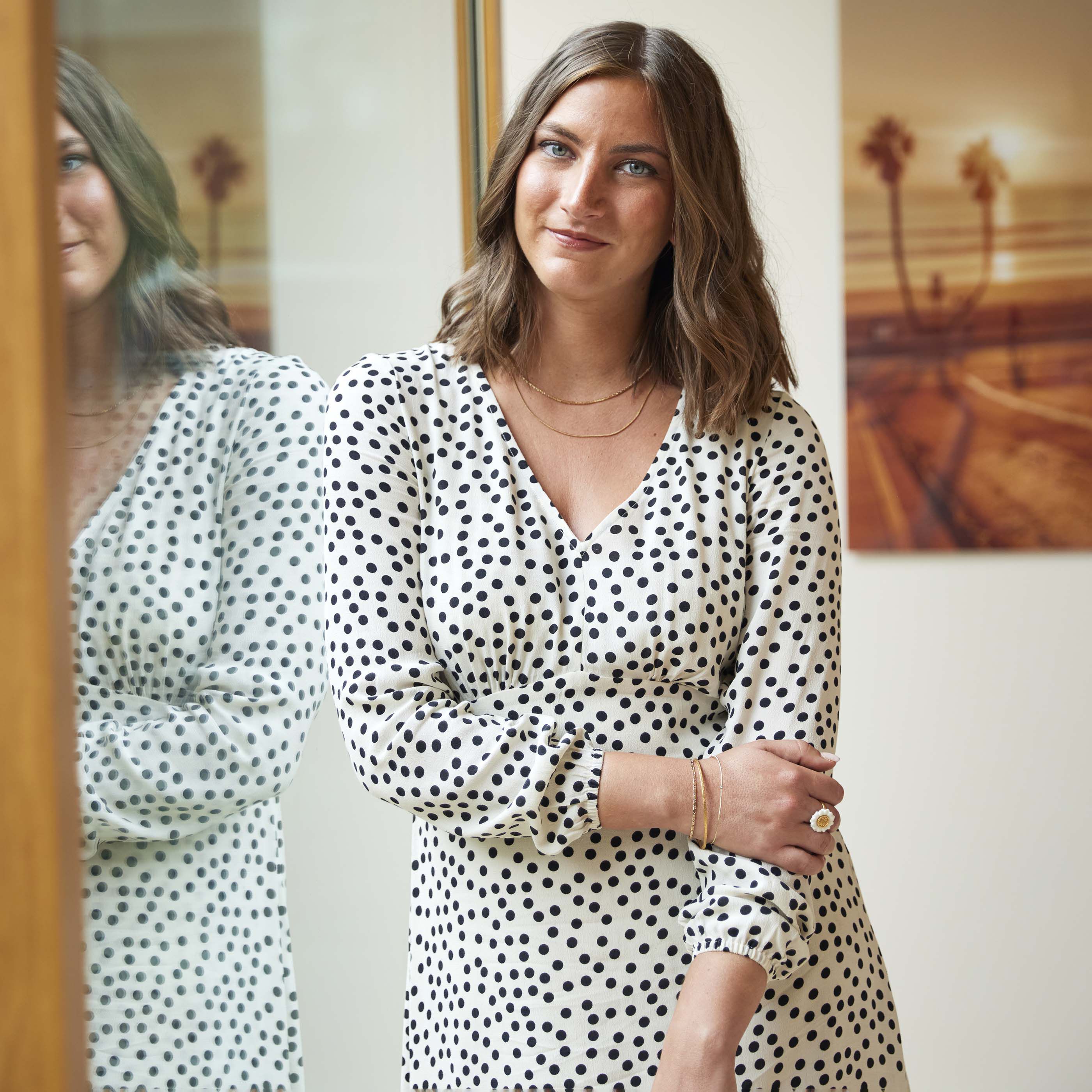 Robe col V manches femme