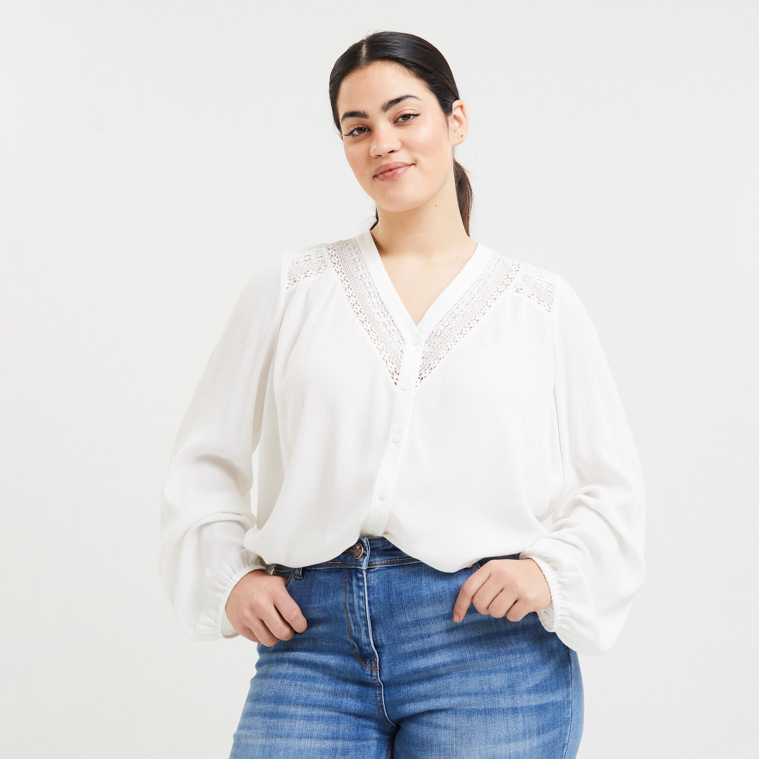 Chemise détails ajourés femme