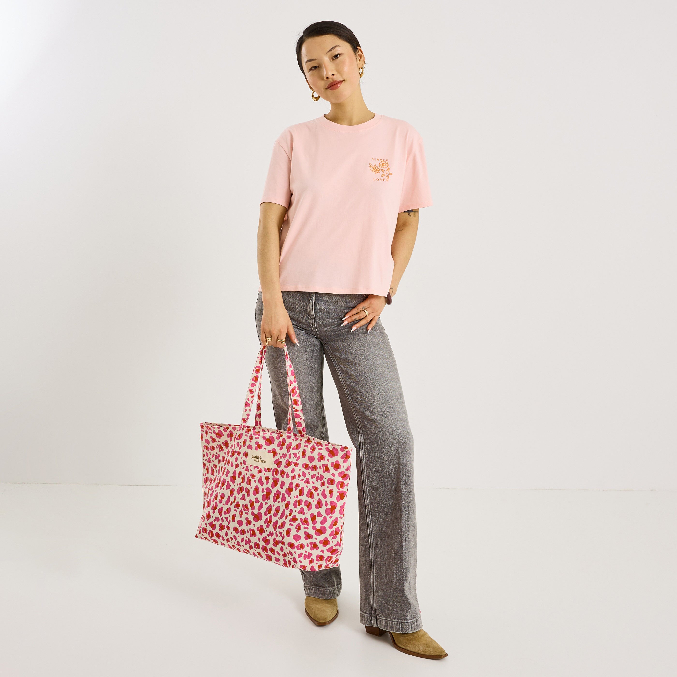 T-shirt col rond print femme