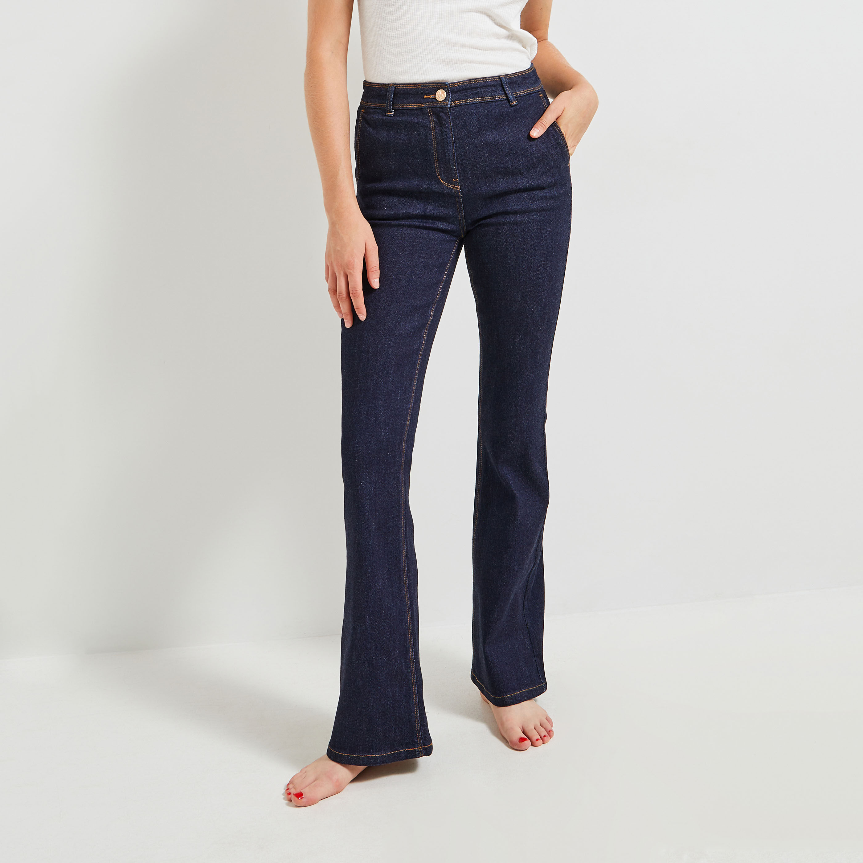 Jean bootcut femme hotsell taille haute pas cher
