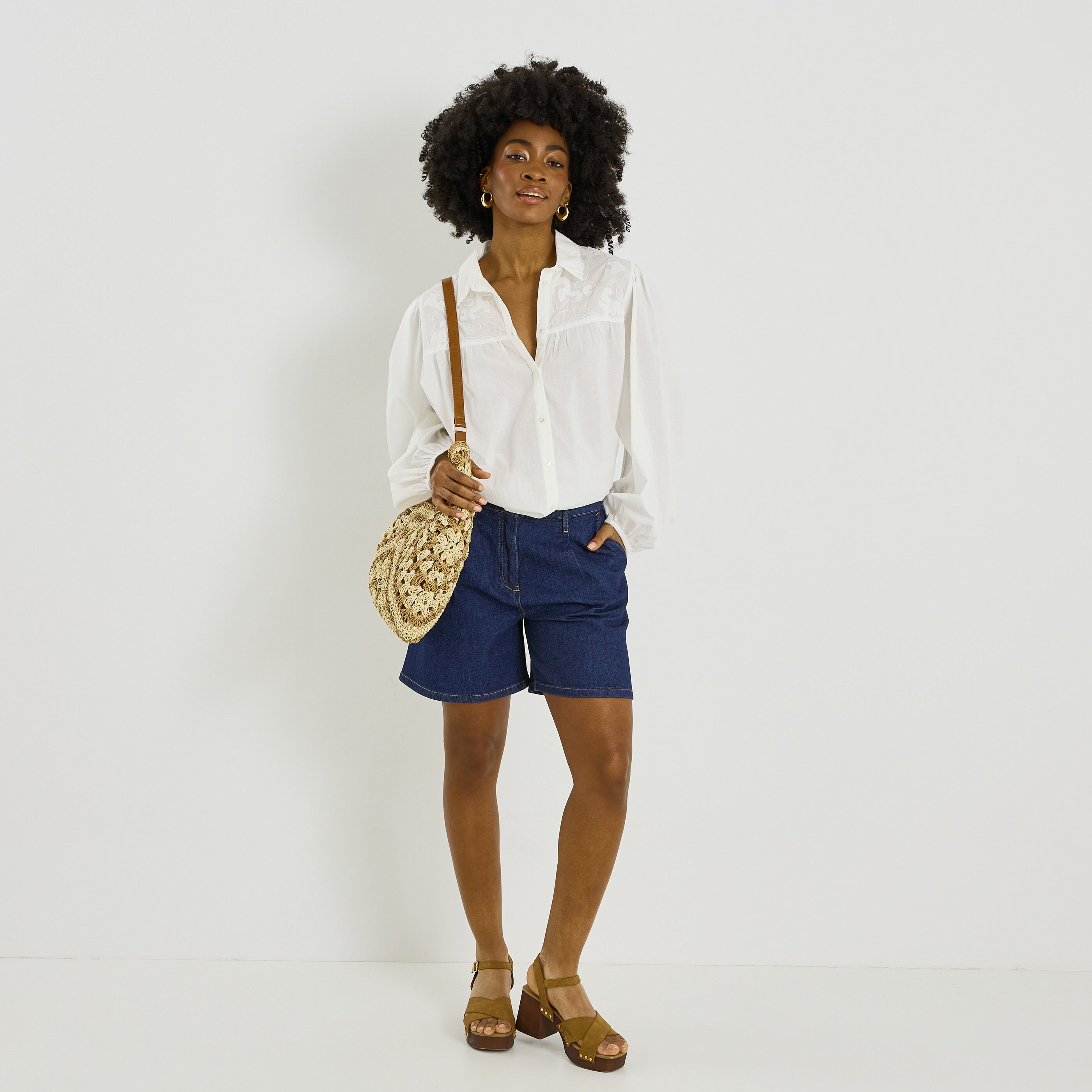 Short &eacute;vas&eacute; taille haute femme