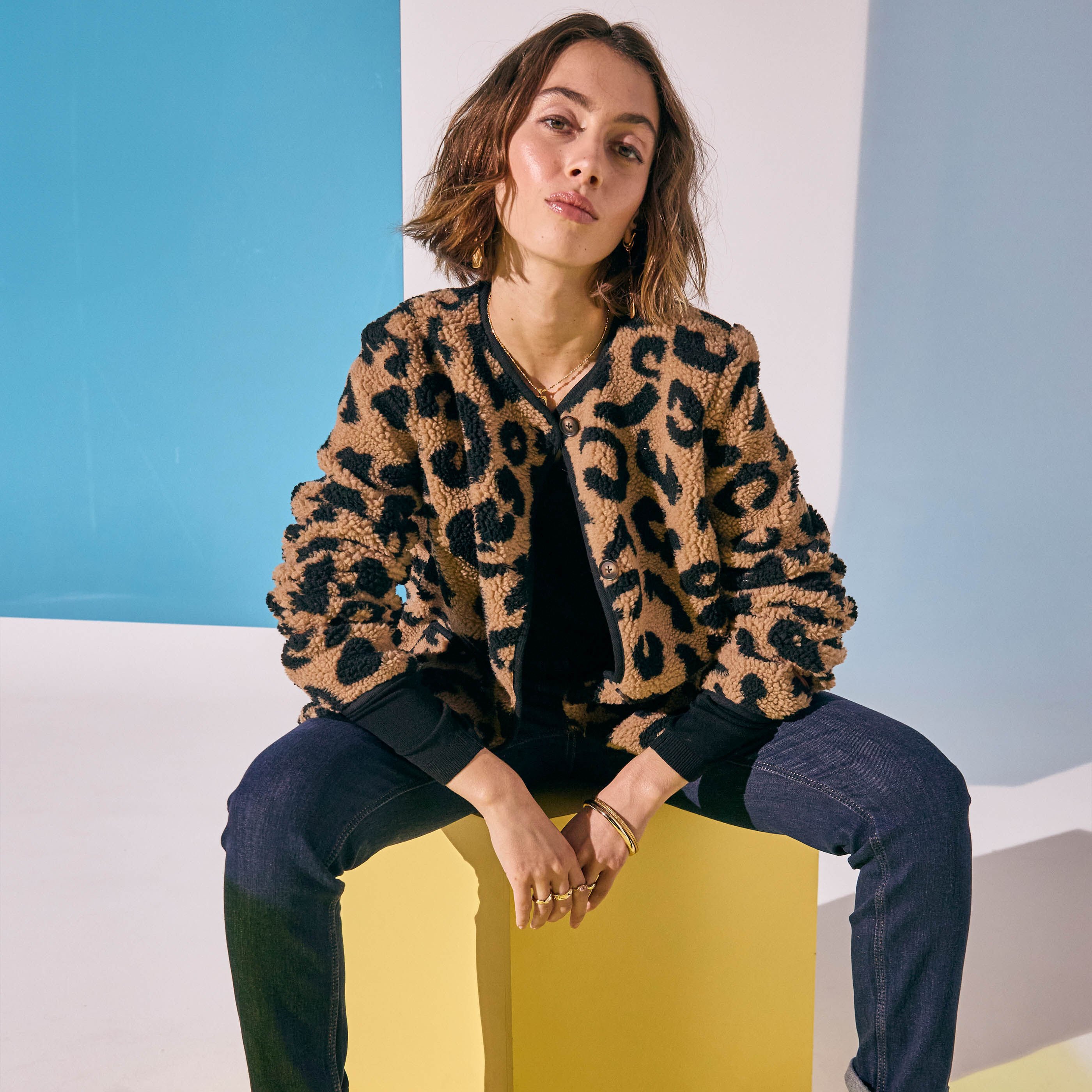 Manteau imprim&eacute; l&eacute;opard femme