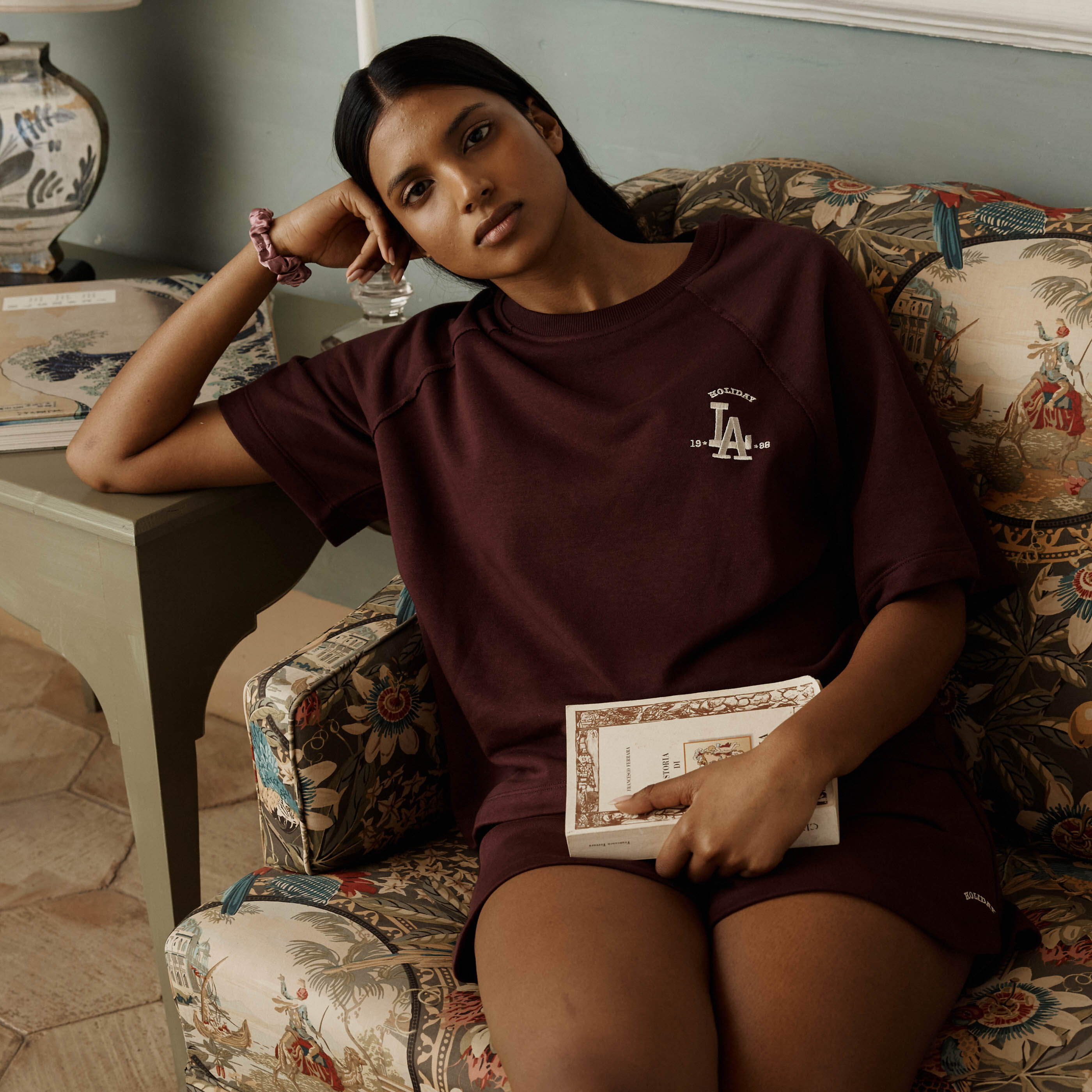 Sweat de pyjama &agrave; manches courtes femme