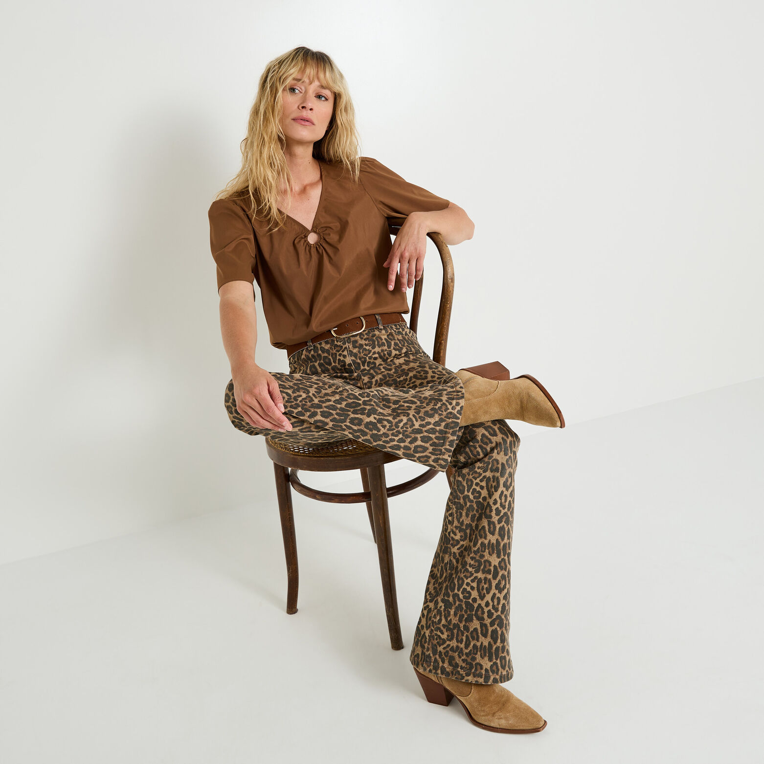 Blouse satinée unie femme