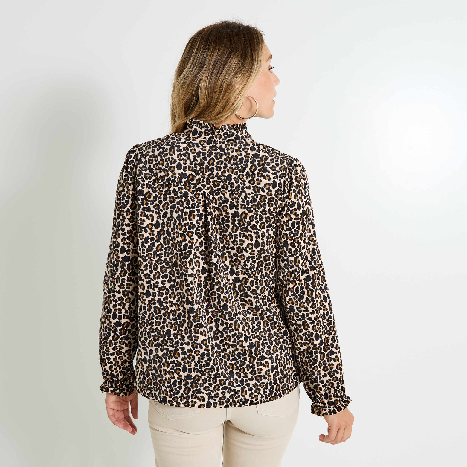 Blouse en velours imprimé léopard femme