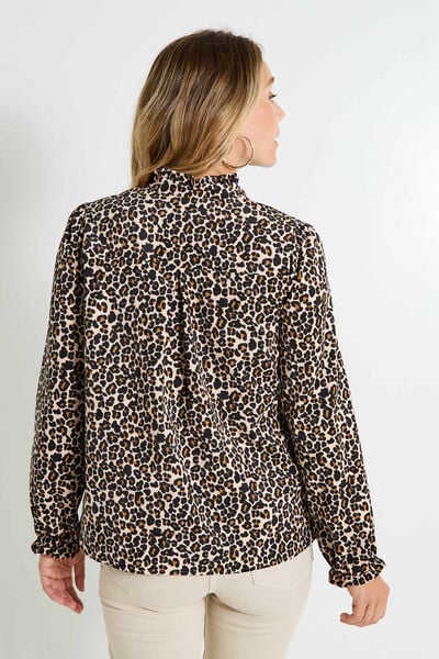 Blouse en velours imprimé léopard femme