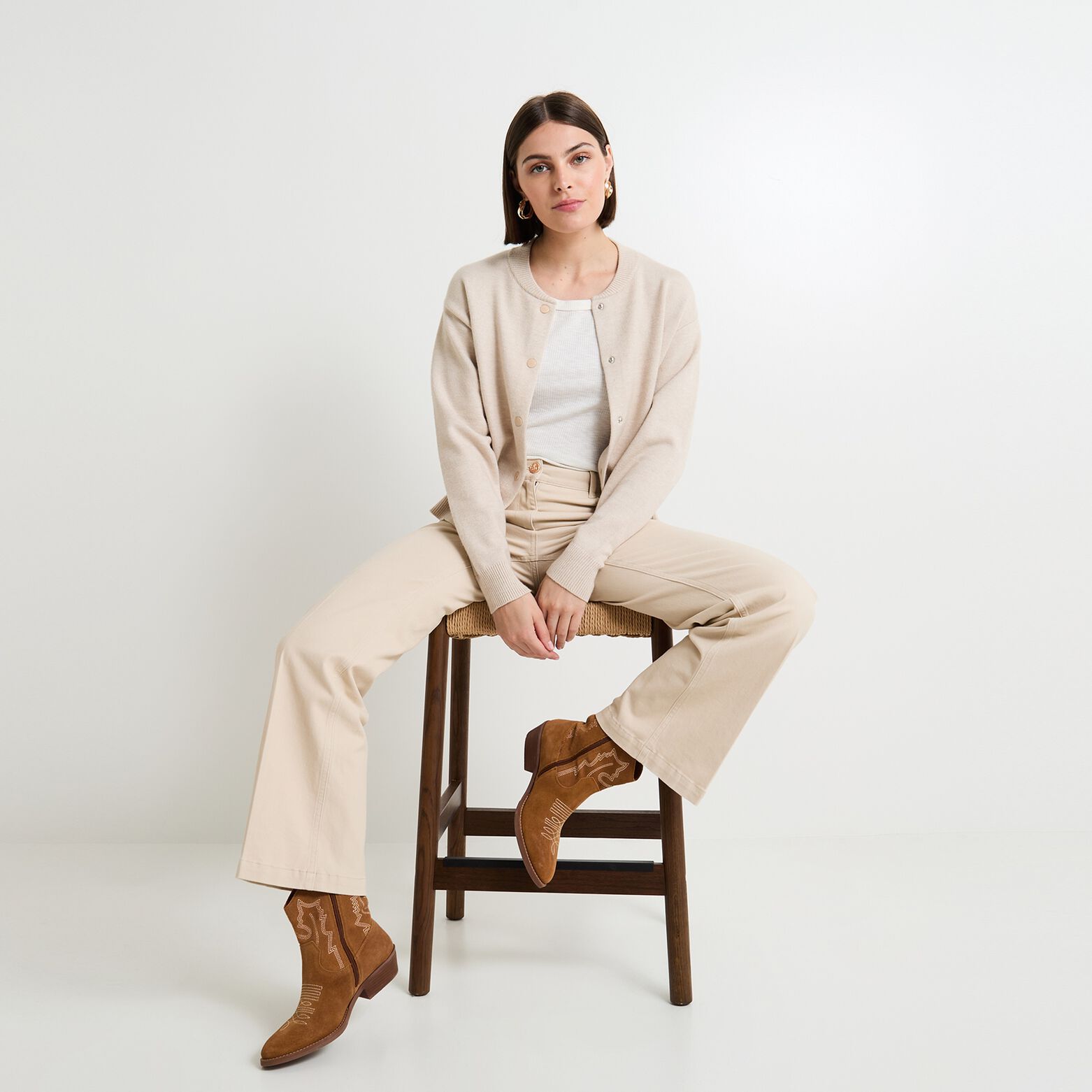 Gilet col rond femme