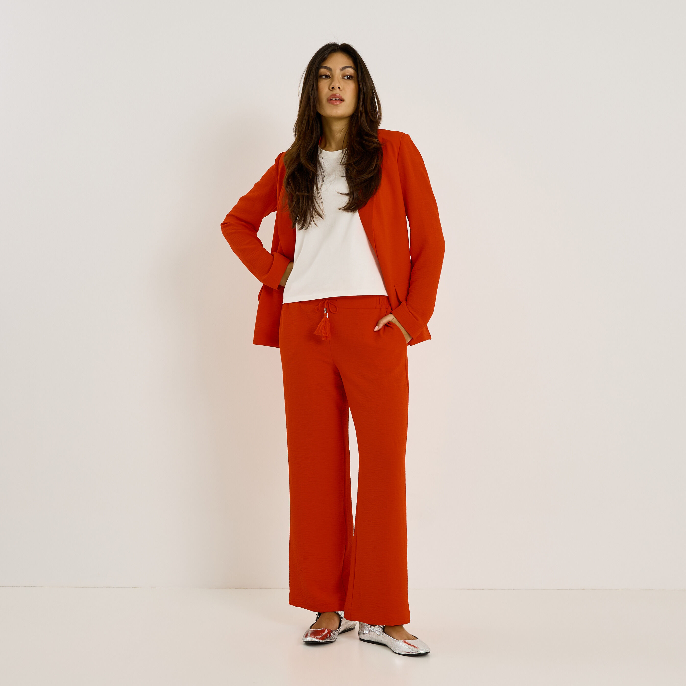 Pantalon fluide taille &eacute;lastiqu&eacute;e femme