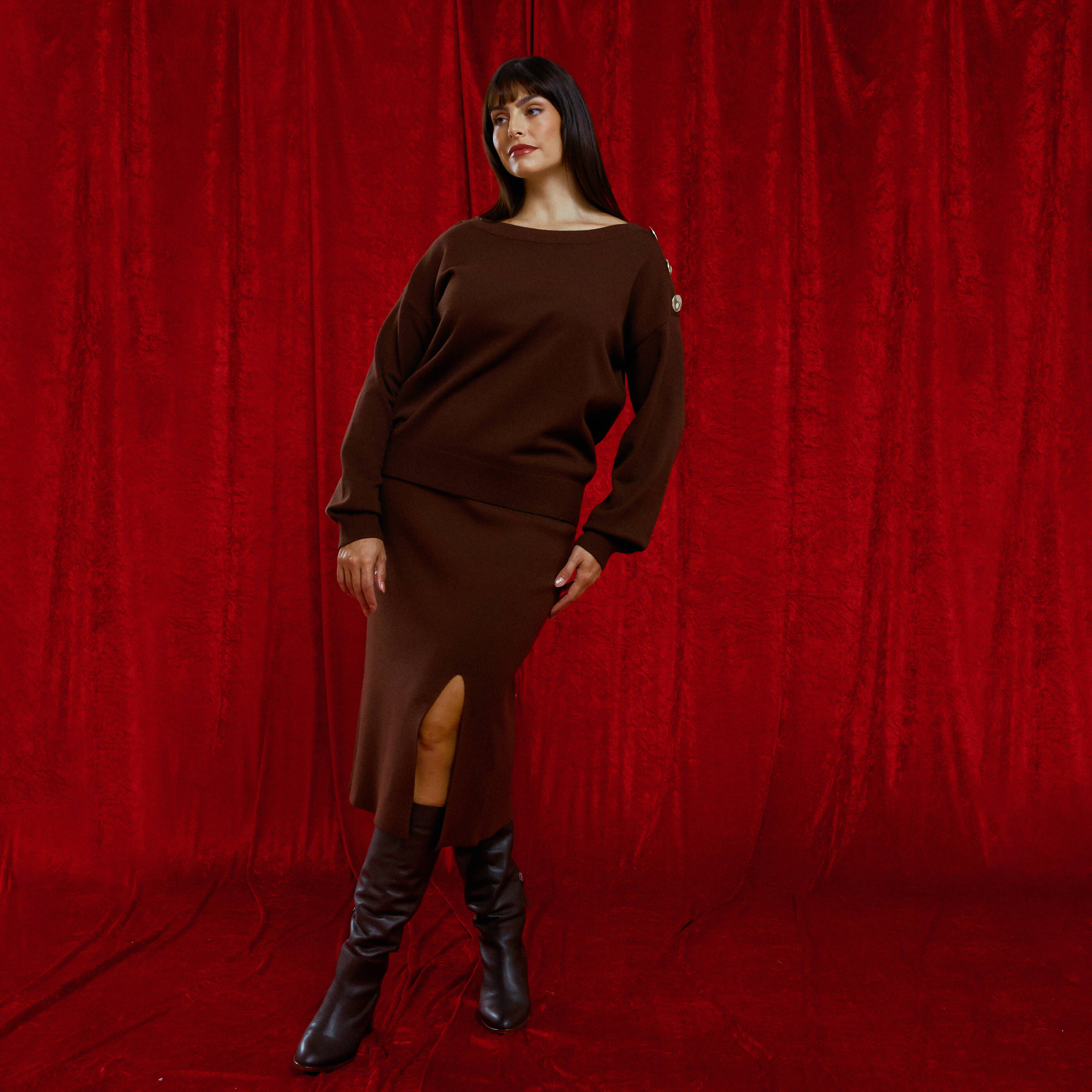 Jupe tube mi-longue en maille