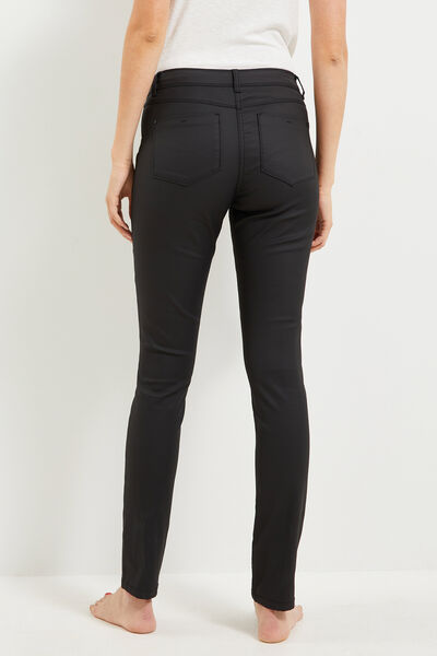 Pantalon droit enduit femme
