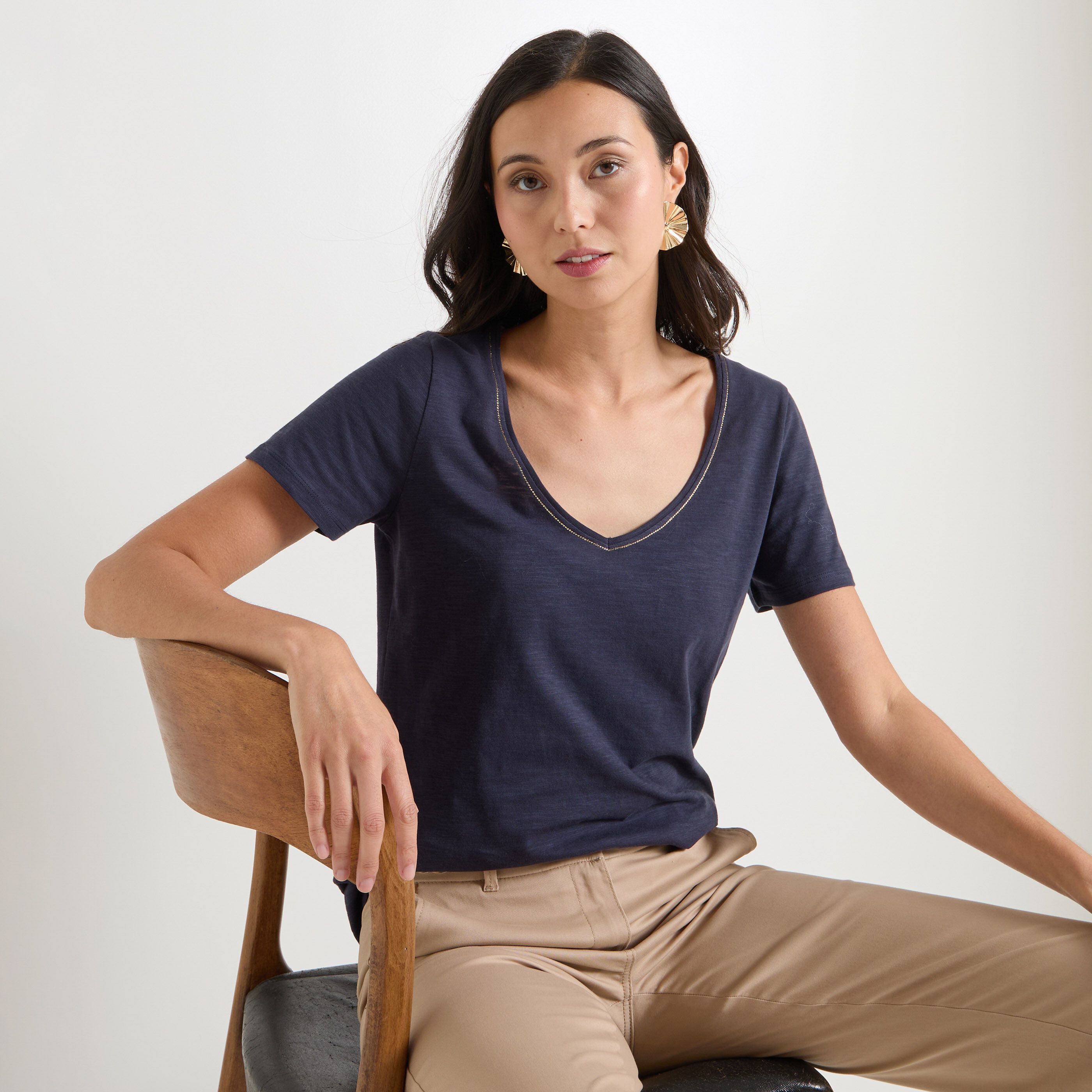T-shirt col V femme