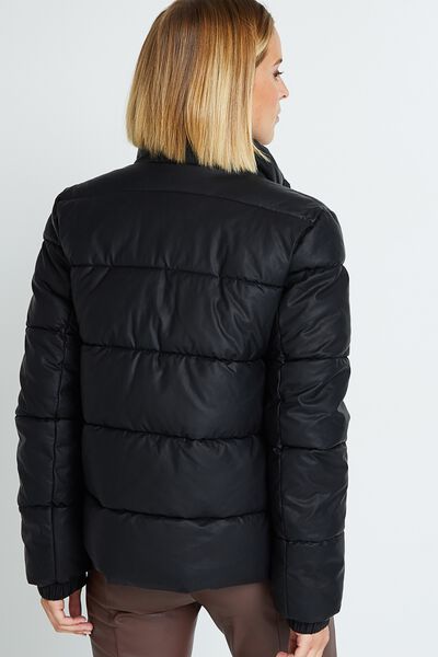 Doudoune noire en simili femme