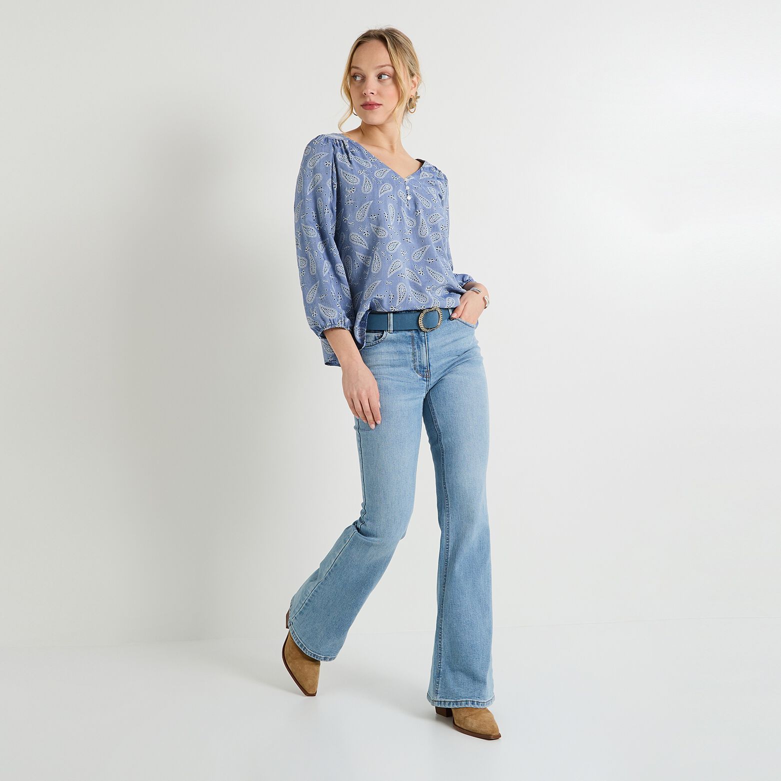 Blouse col V femme