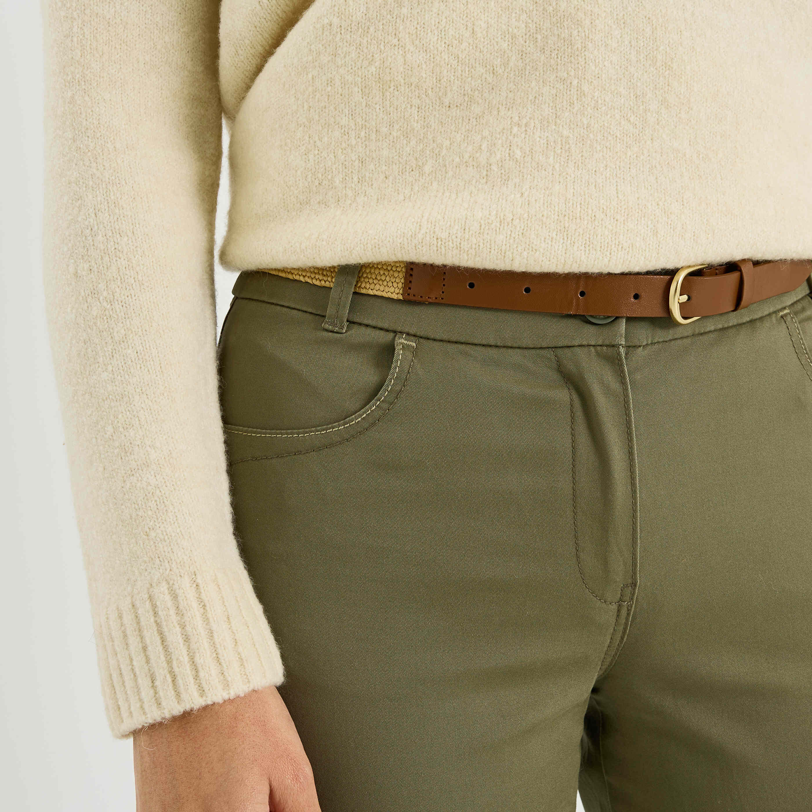 Pantalon chino uni femme