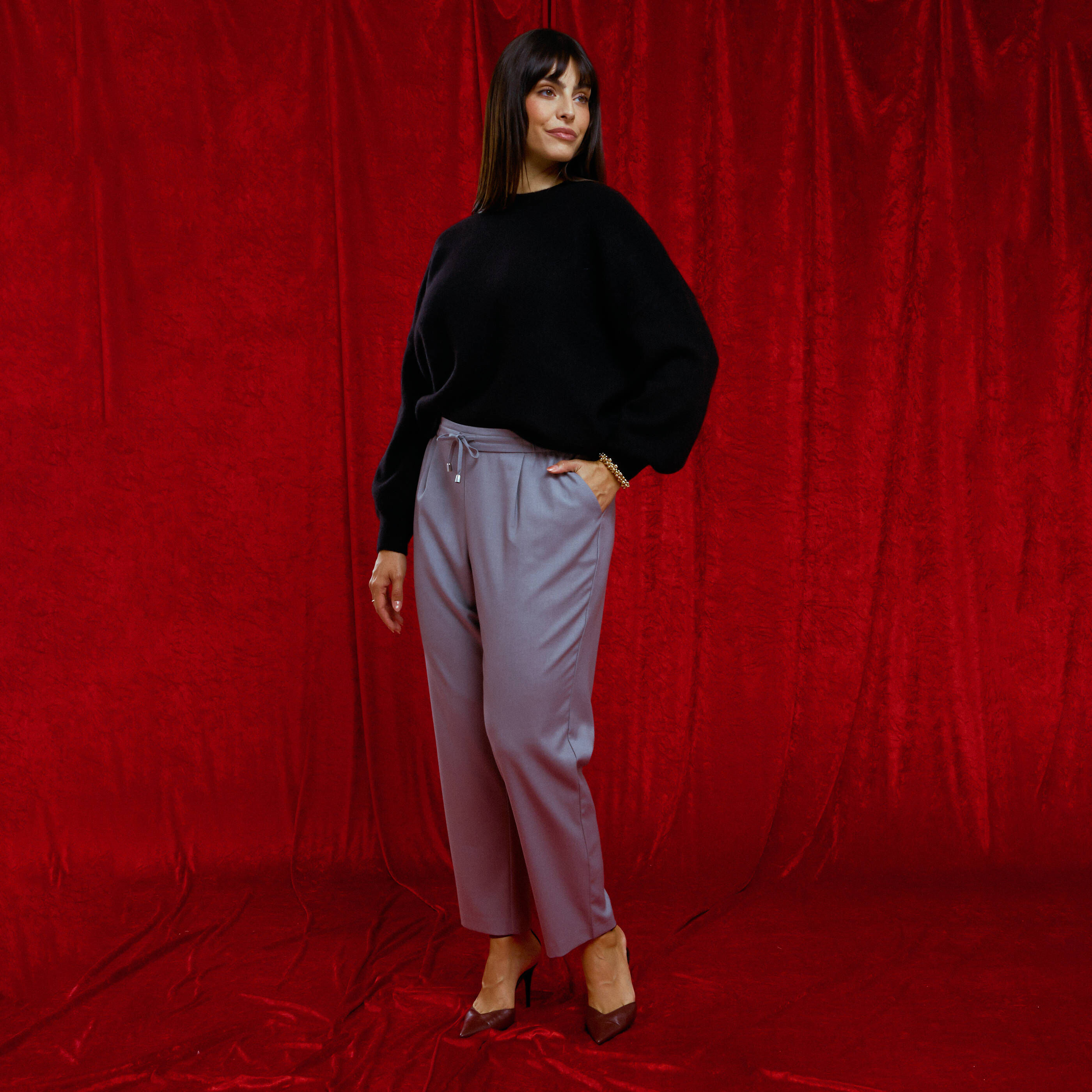 Pantalon taille &eacute;lastiqu&eacute;e femme