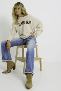 T-shirt message imprimé léopard femme