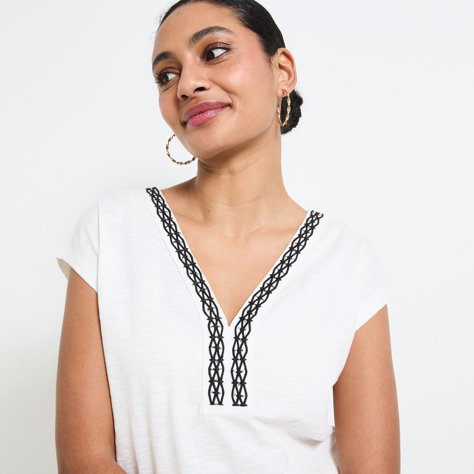 T-shirt col tunisien femme