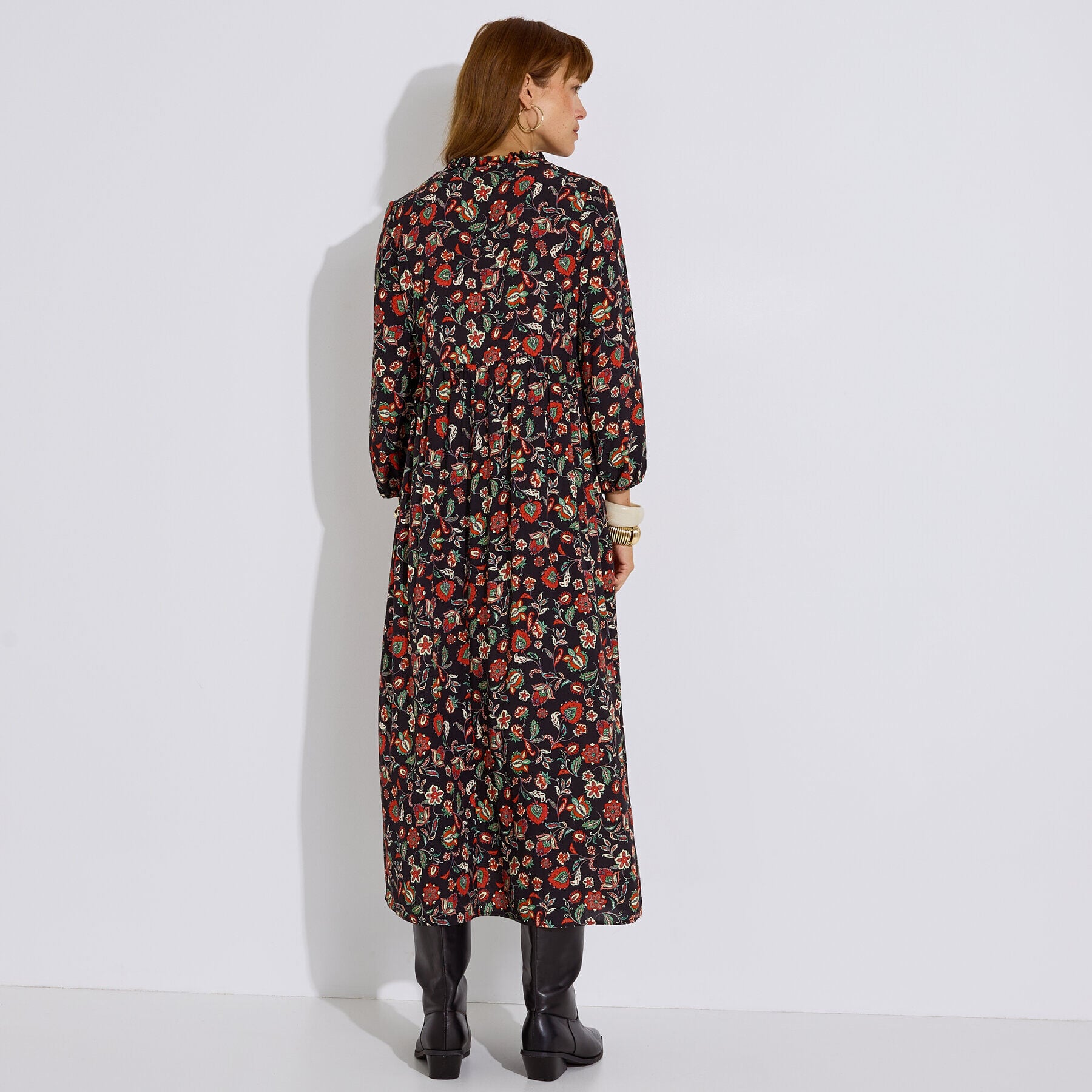 Robe longue imprim&eacute; floral femme
