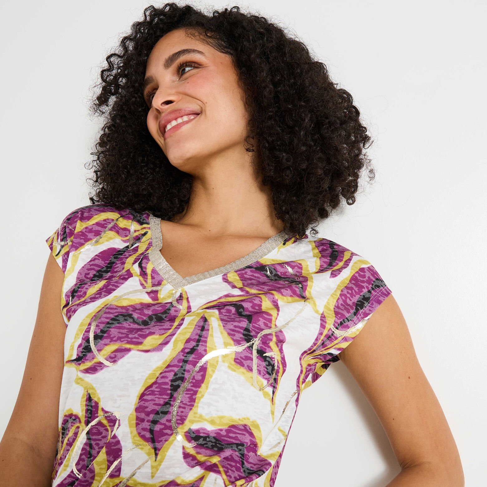 T-shirt col V femme