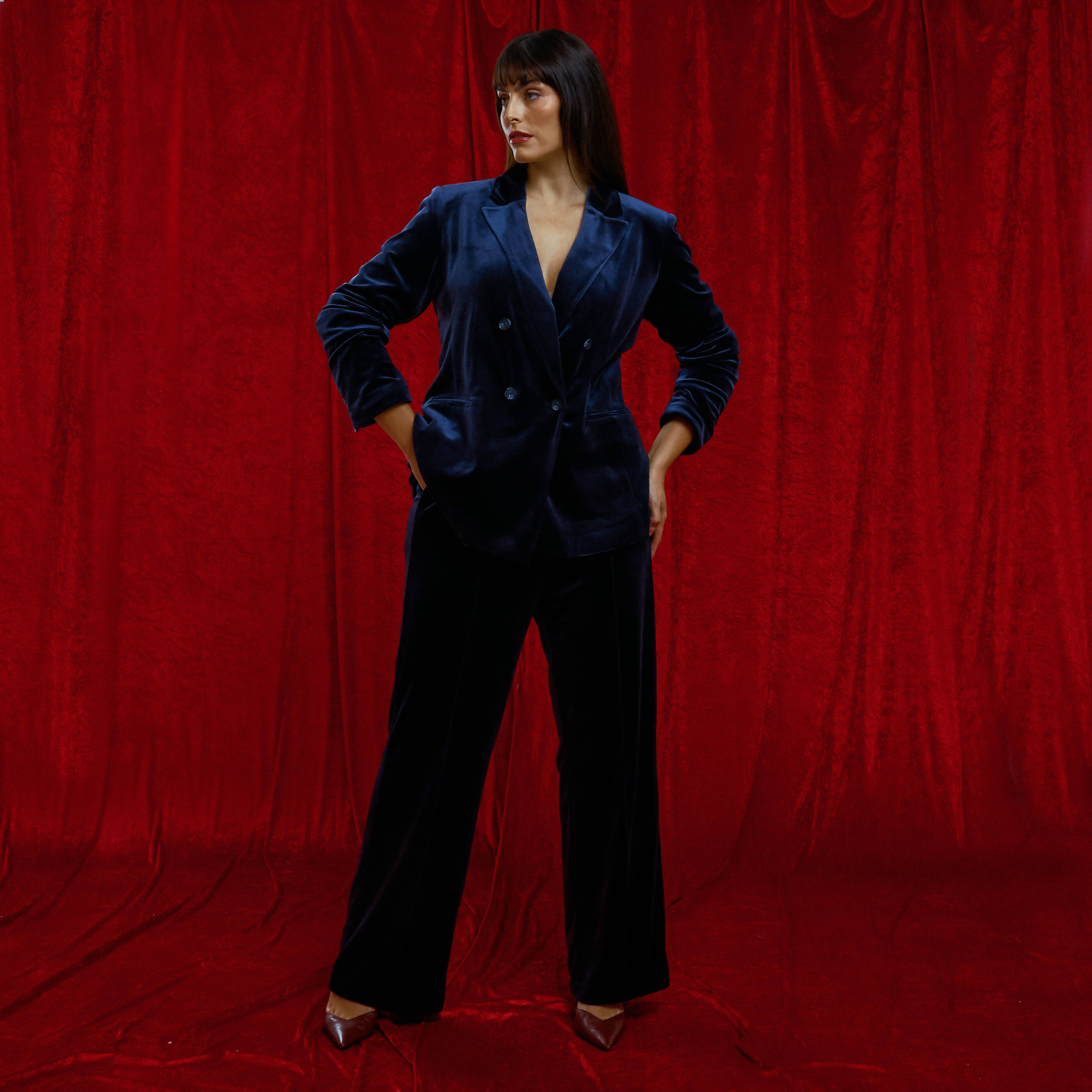 Pantalon large en velours femme