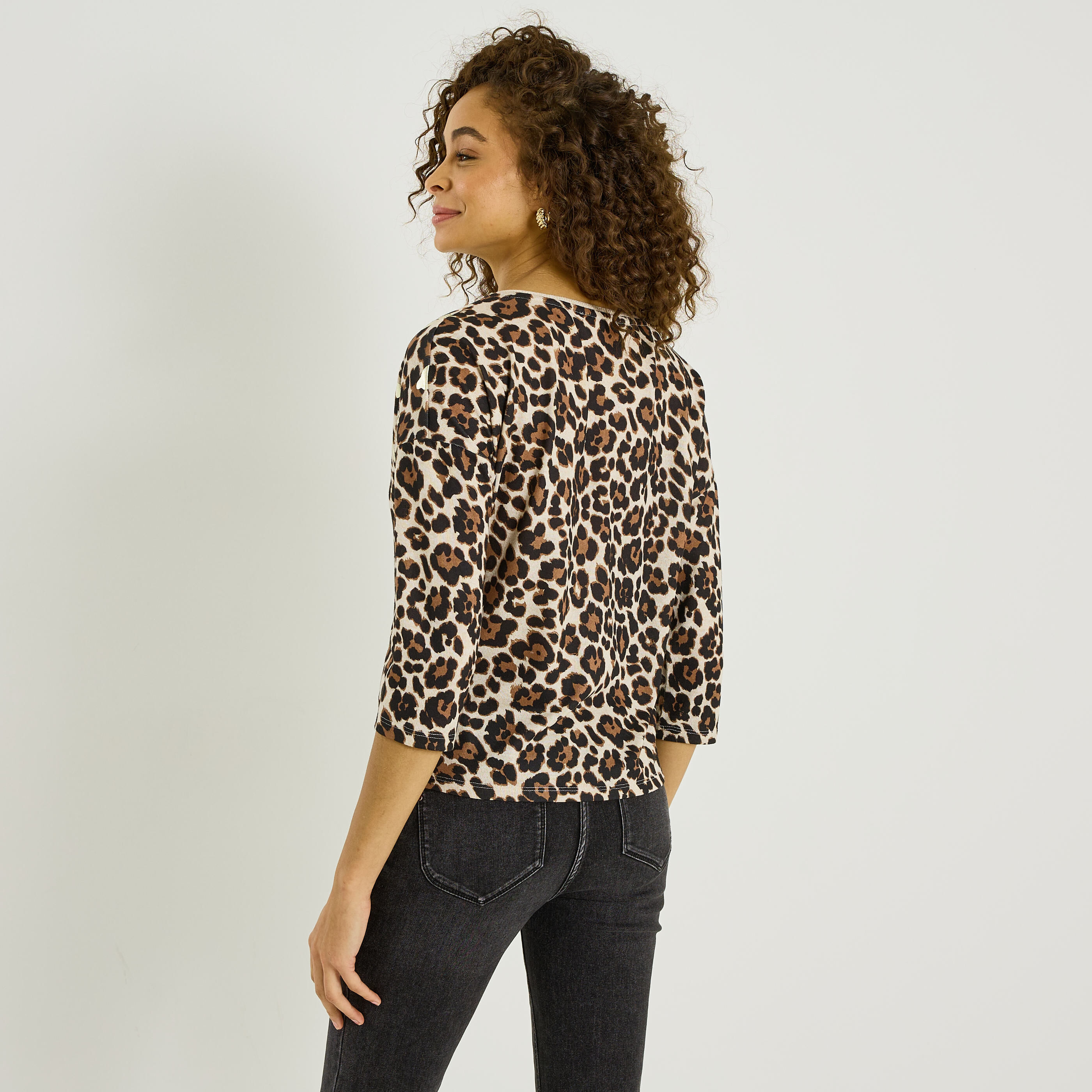 T-shirt imprim&eacute; l&eacute;opard femme