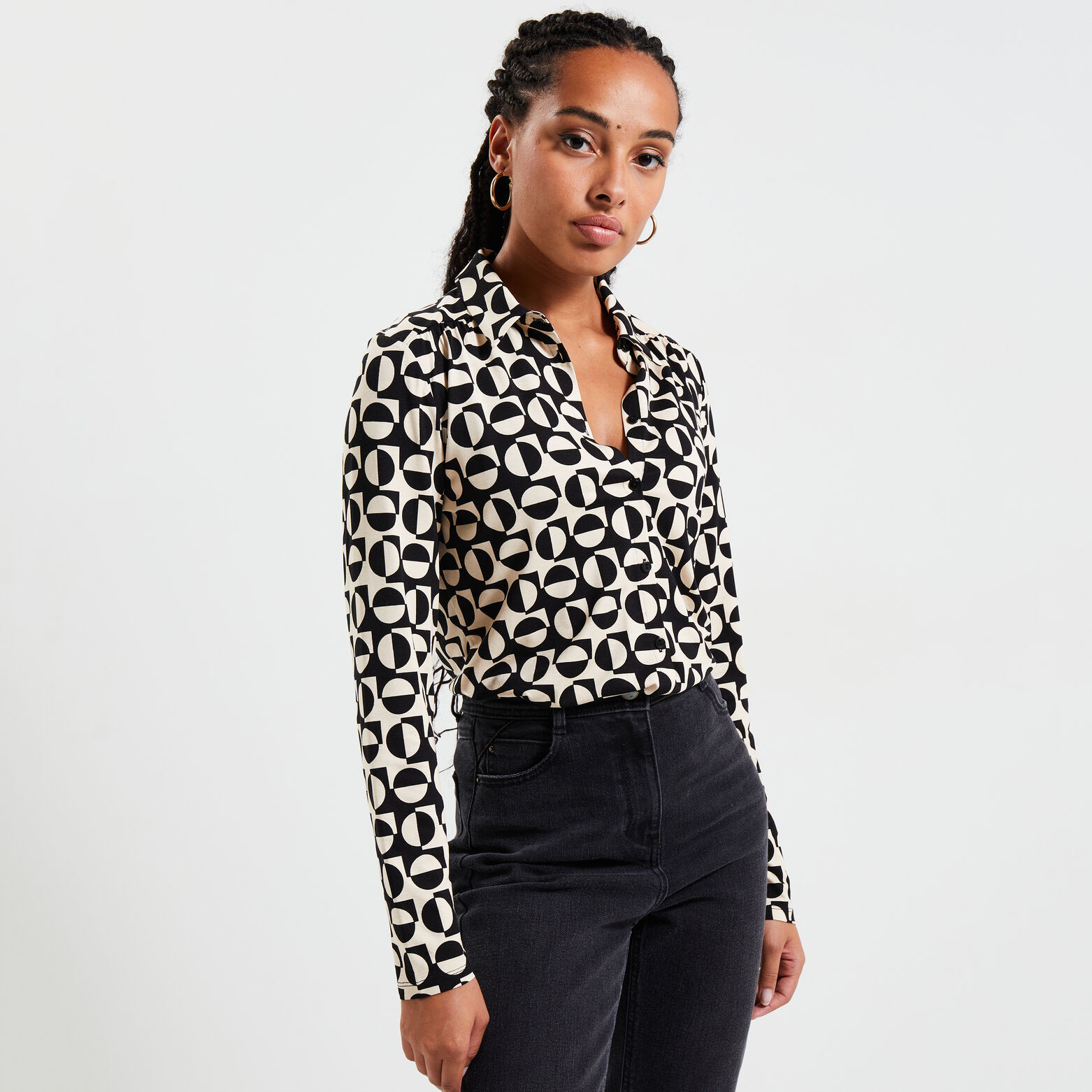 Chemisier maille manches longues femmes