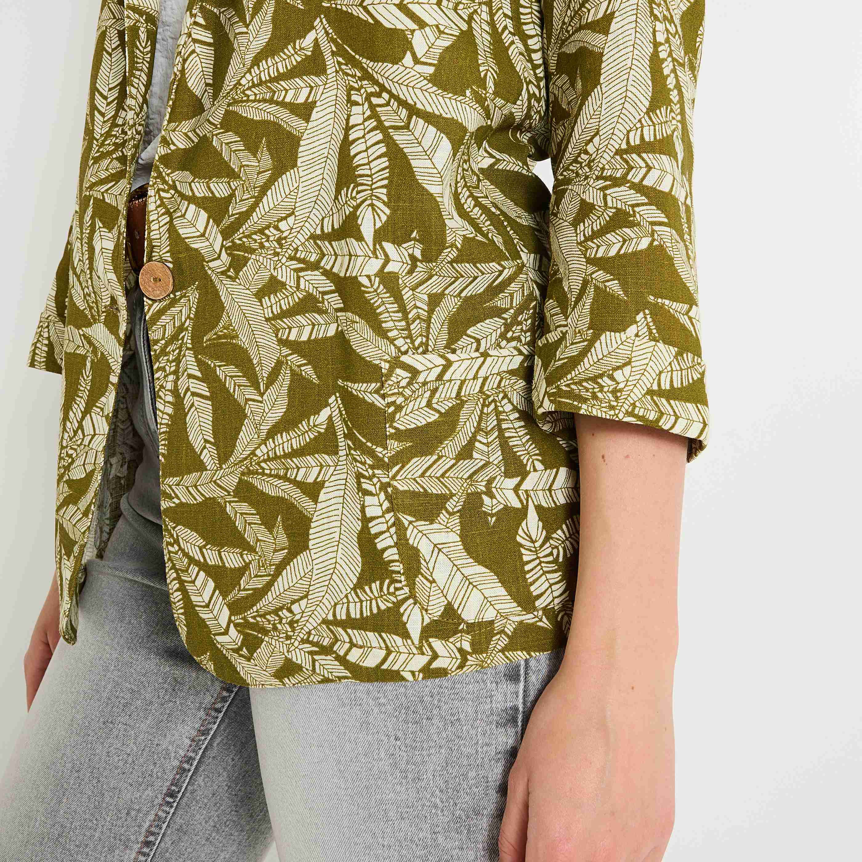 Blazer imprim&eacute; m&eacute;lange lin femme