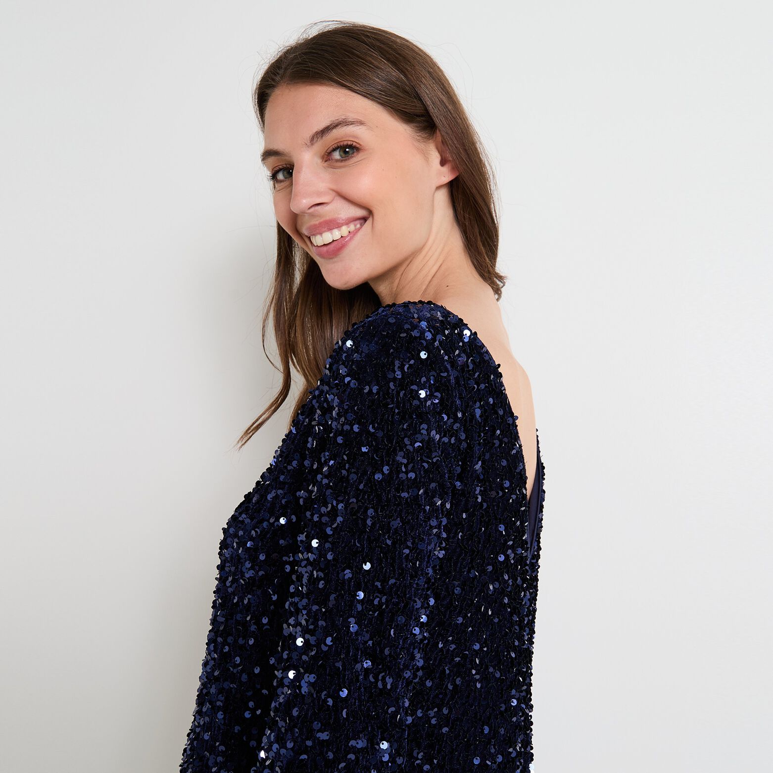 Robe velours paillettes femme