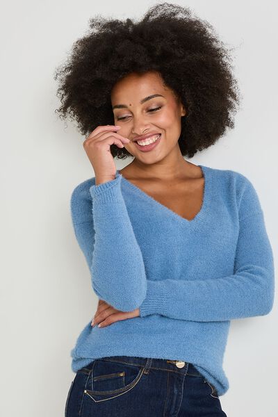 Pull col V femme