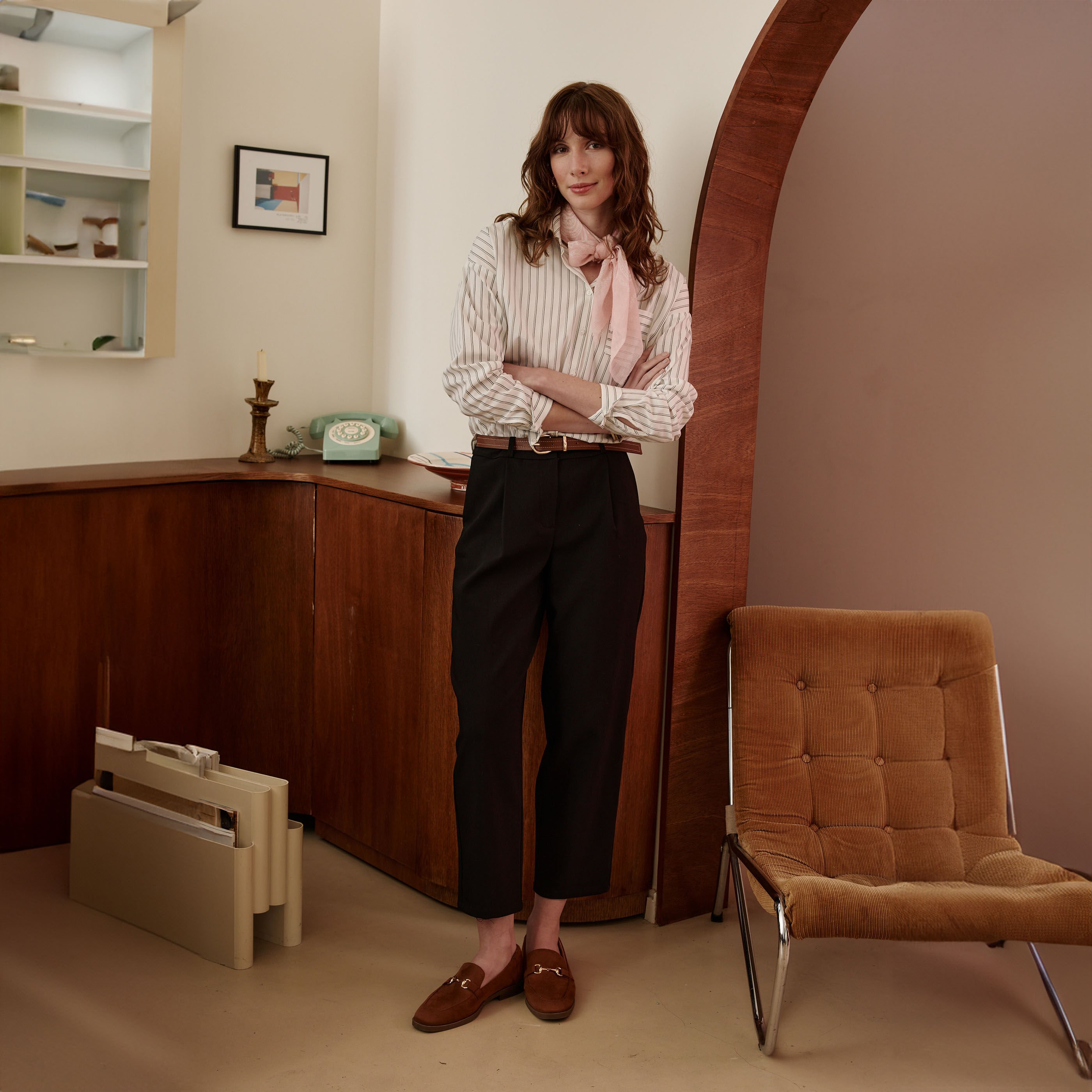 Pantalon &agrave; plis raccourci femme