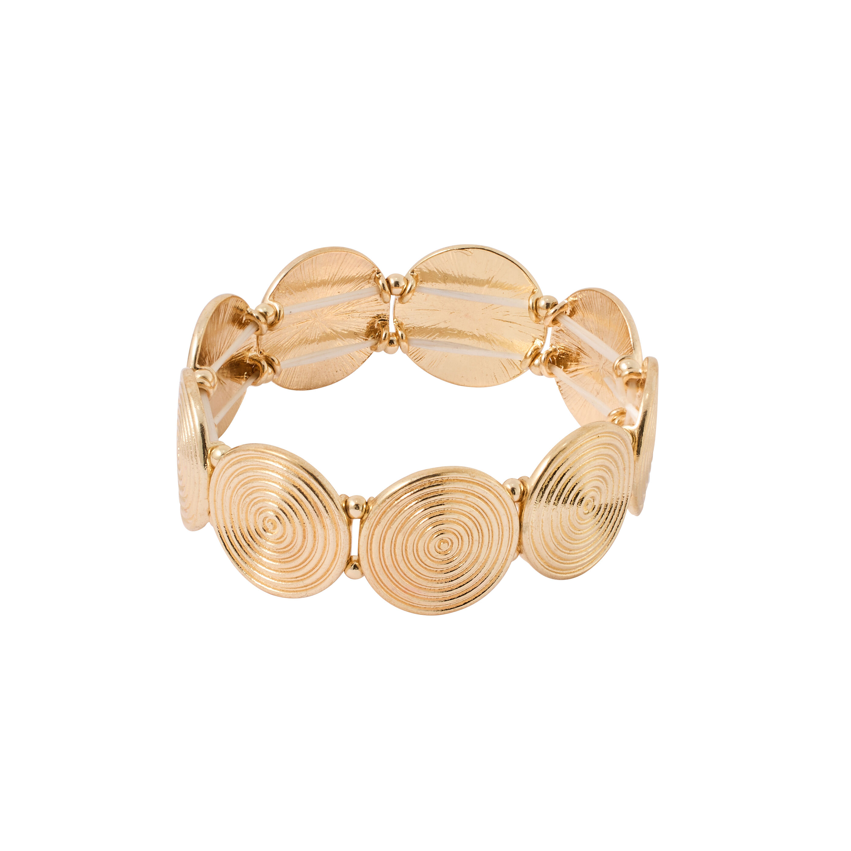 Bracelet &eacute;lastique disques cisel&eacute;s femme