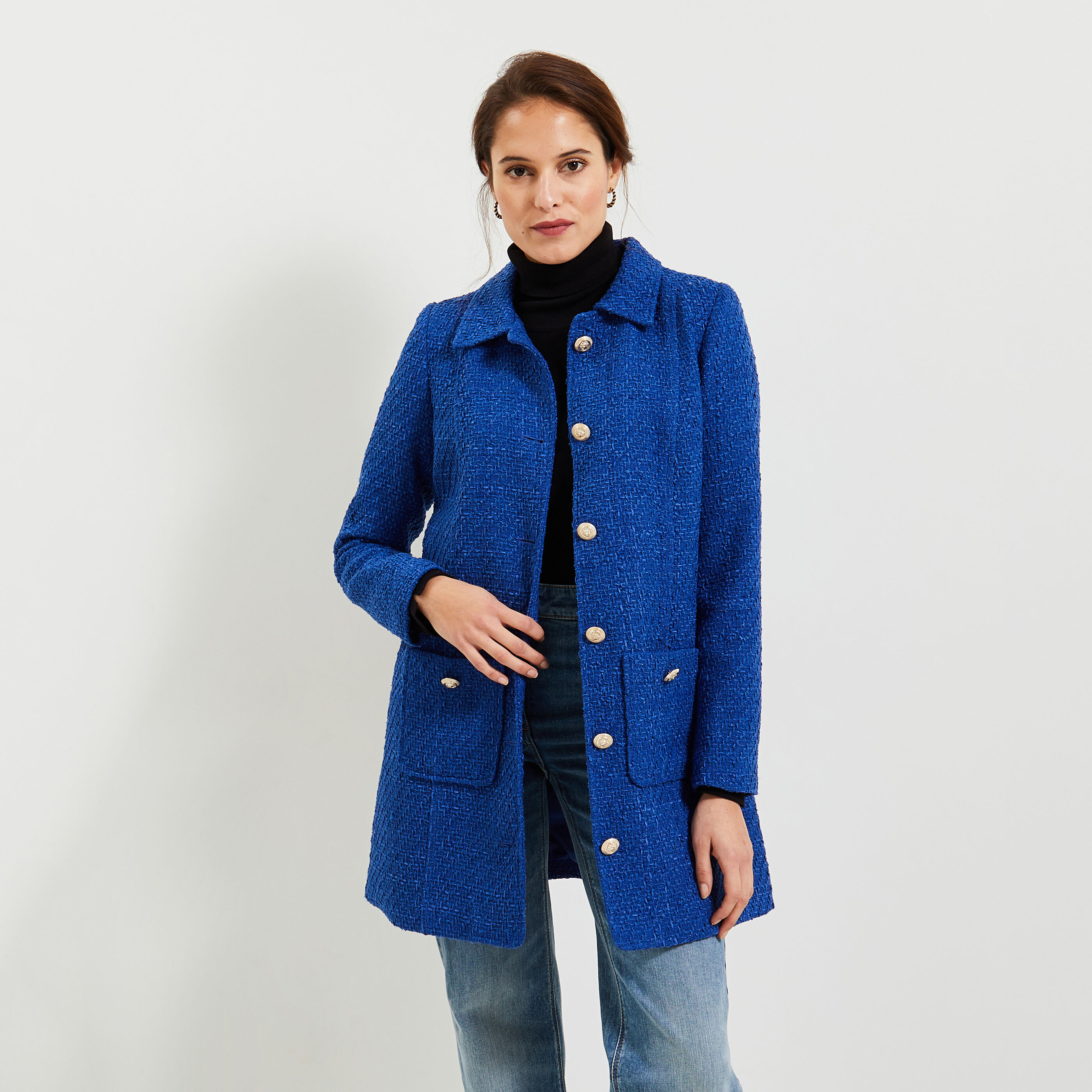 Manteau sale tweed femme