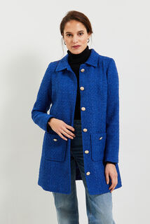 Manteau mi-long en tweed femme