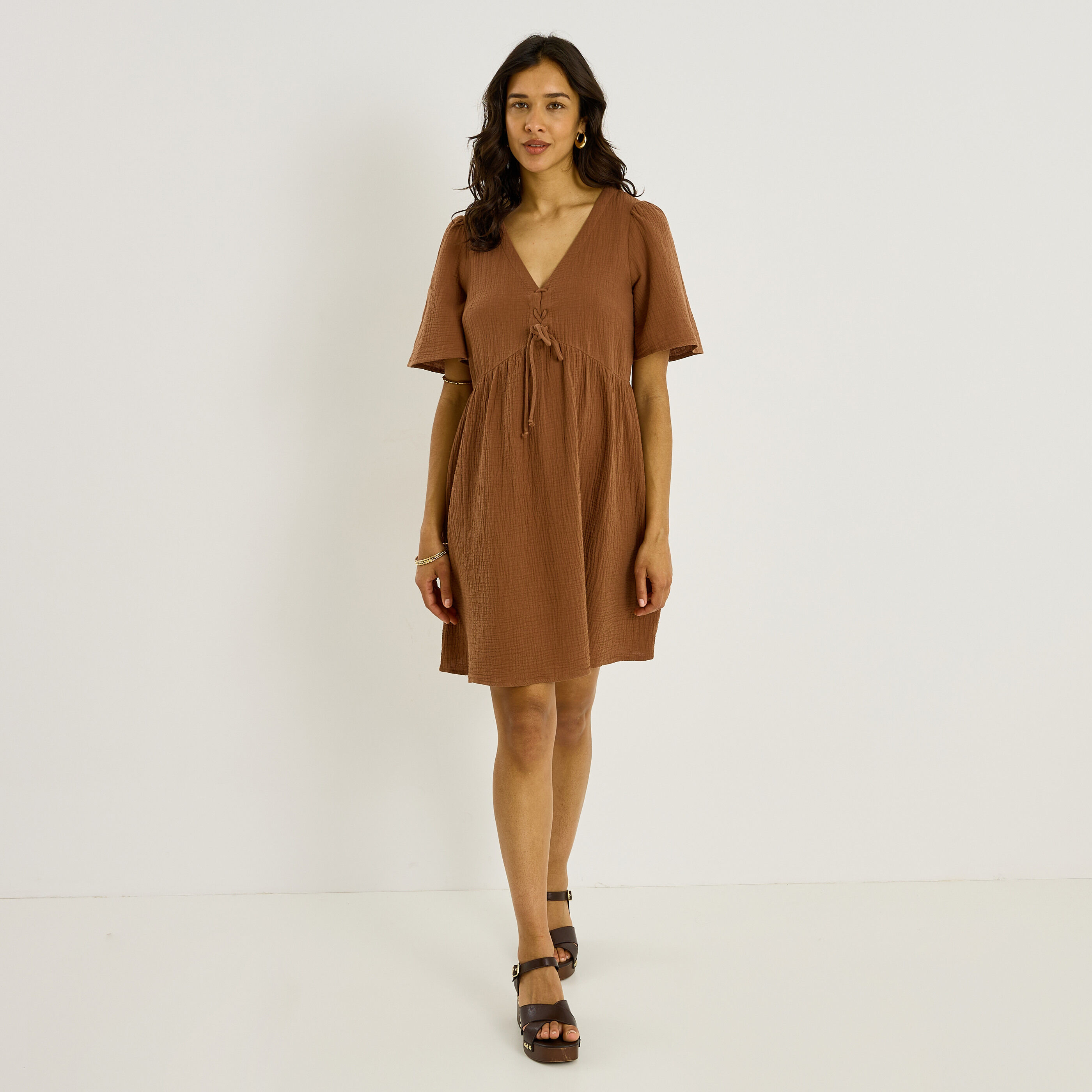 Robe courte en gaze de coton